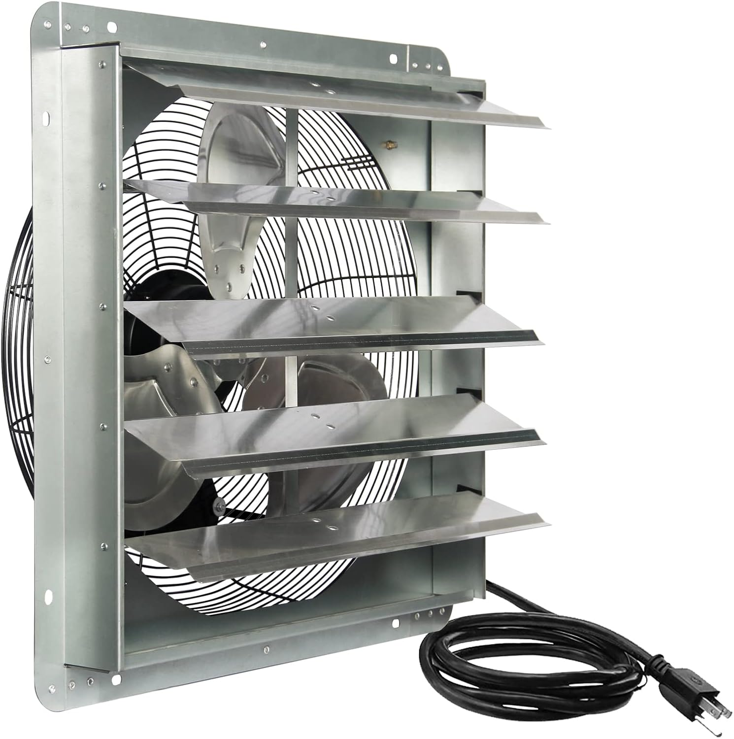 KEN BROWN 12 Inch Shutter Exhaust Fan Wall Mounted, Aluminum with 1.65 Meters Power Cord Kit, High Speed 1450CFM, Vent fan for Commercial, Greenhouse