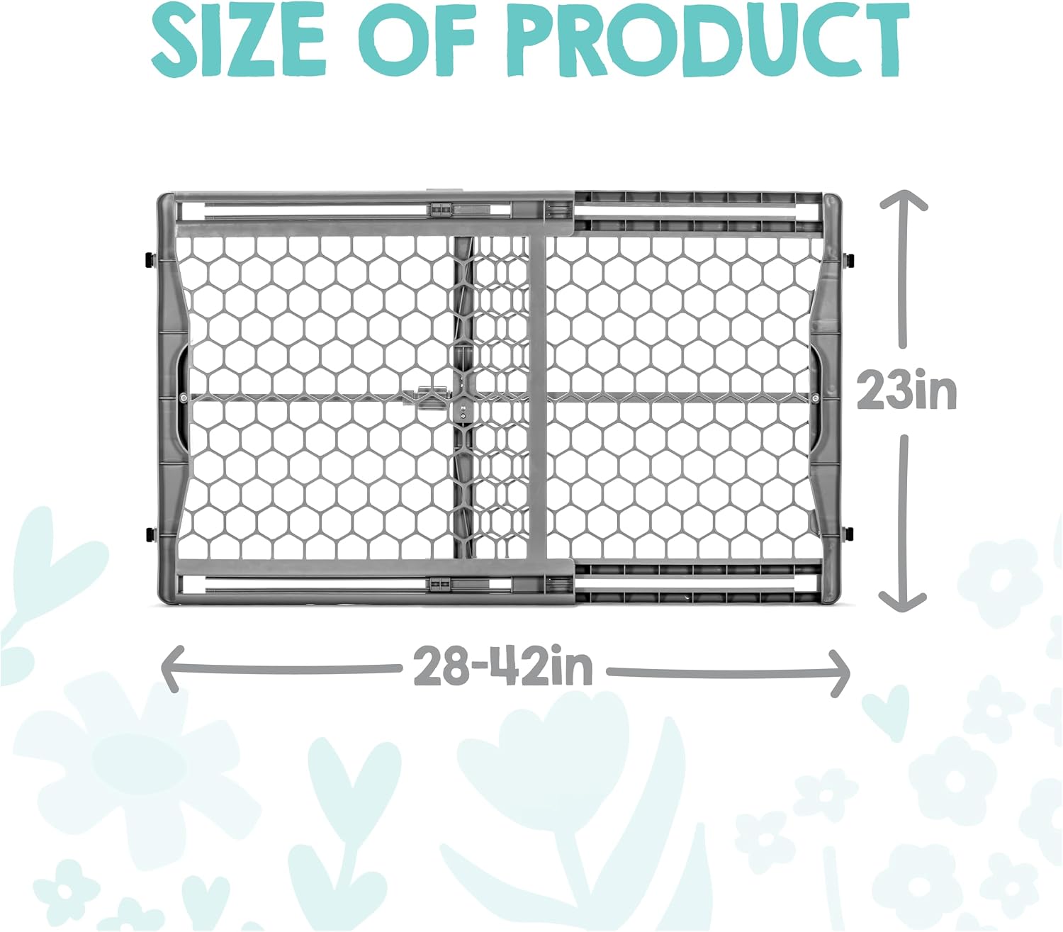 Regalo Safety 28"-42" Extra Wide Baby Gate, Bottom of Stairs & Doorways | Pressure Mounted & Adjustable, For Babies, Toddlers & Pets, Plastic, Gray, Tested & Trusted for 30 Years