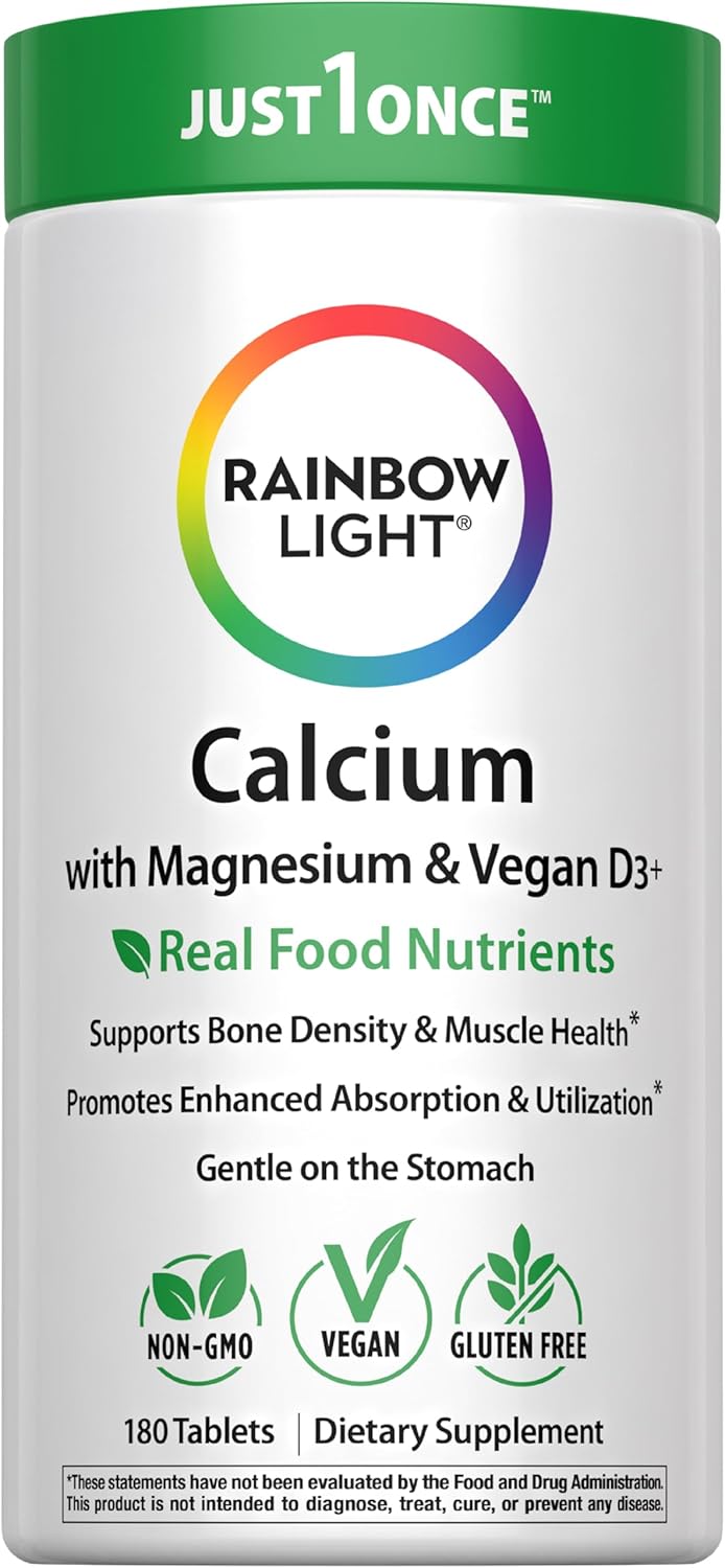 Rainbow Light Calcium Complex with Magnesium & Vitamin D3 + | 180 Tablets | Real Food Nutrients | Supports Bone Density & Muscle Health | Vegan