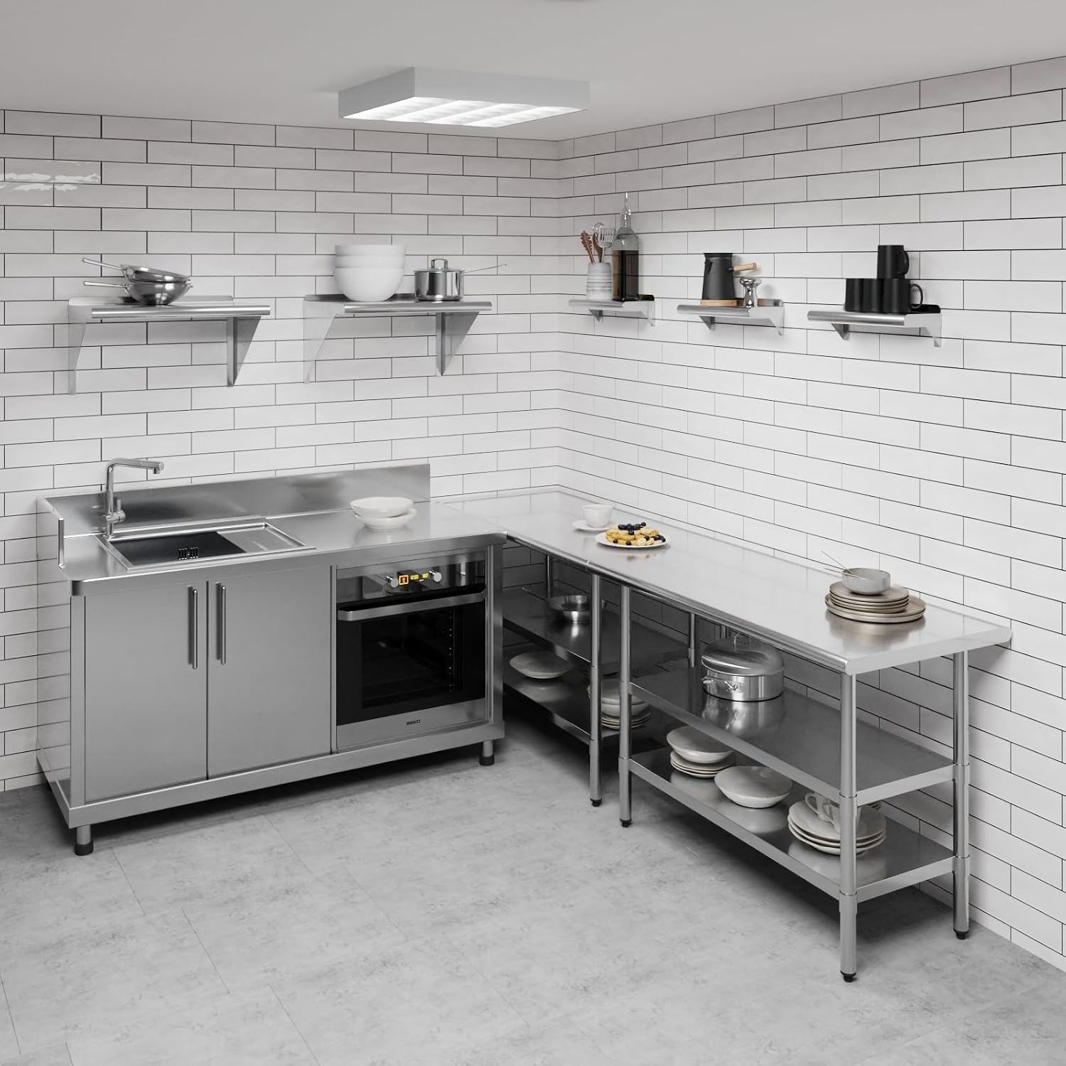 AmGood 24" Long X 18" Deep Stainless Steel Wall Shelf | NSF Certified | Appliance & Equipment Metal Shelving | Kitchen, Restaurant, Garage, Laundry, Utility Room