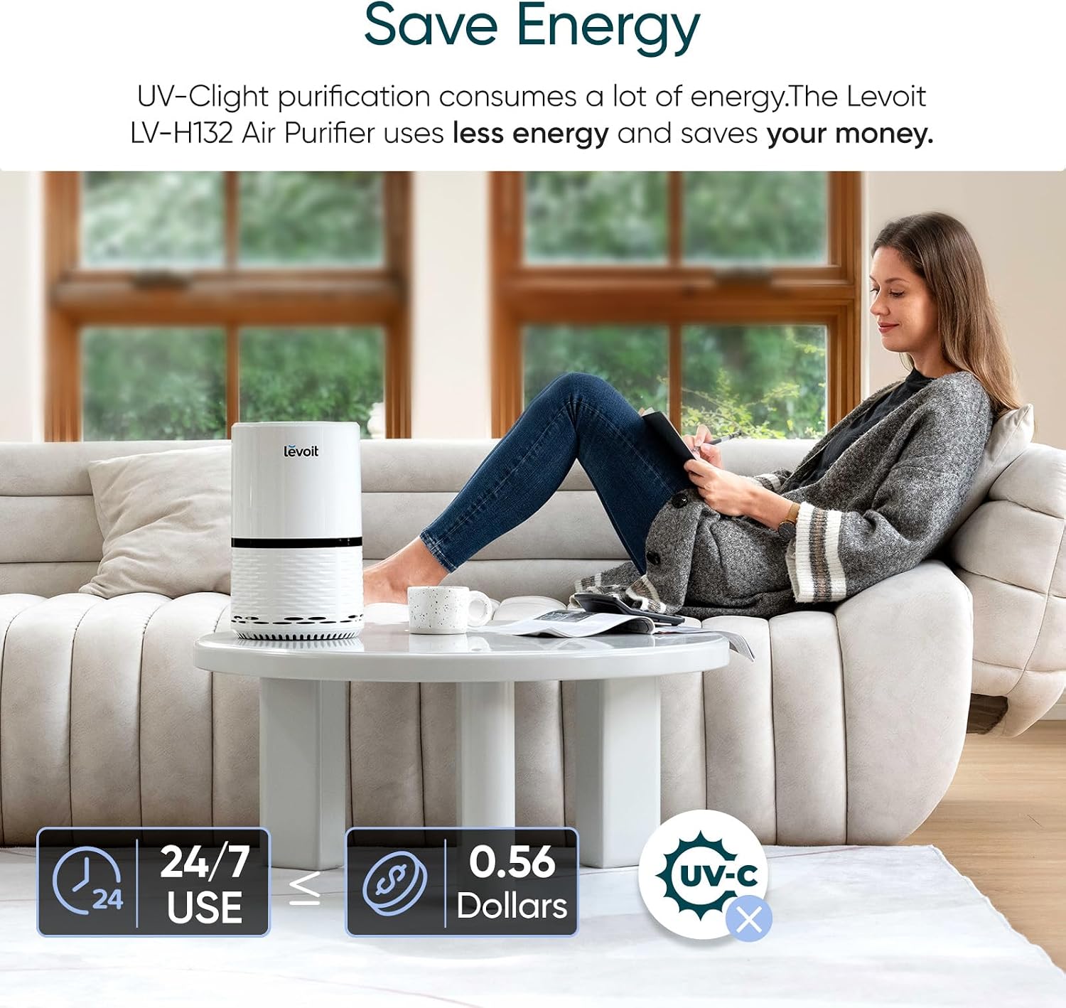 Levoit Air Purifier for Home Pets Bedroom Dorm Room, Smart & Voice Control