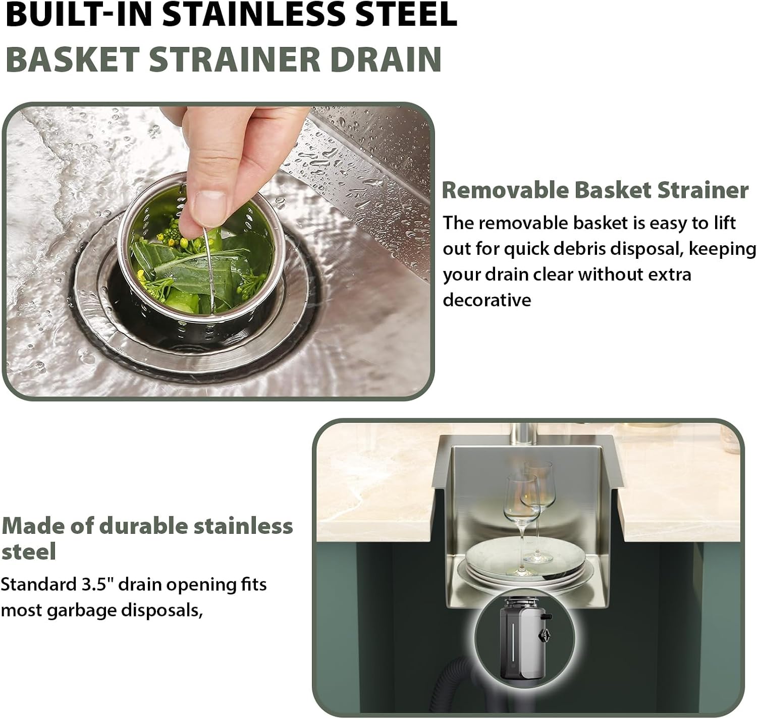 Mocoloo 13 Inch Drop in Bar Sink - 13" x 15" Small Kitchen Sink T304 Stainless Steel Handmade Single Bowl Round Corner Topmount Wet Bar Sink for