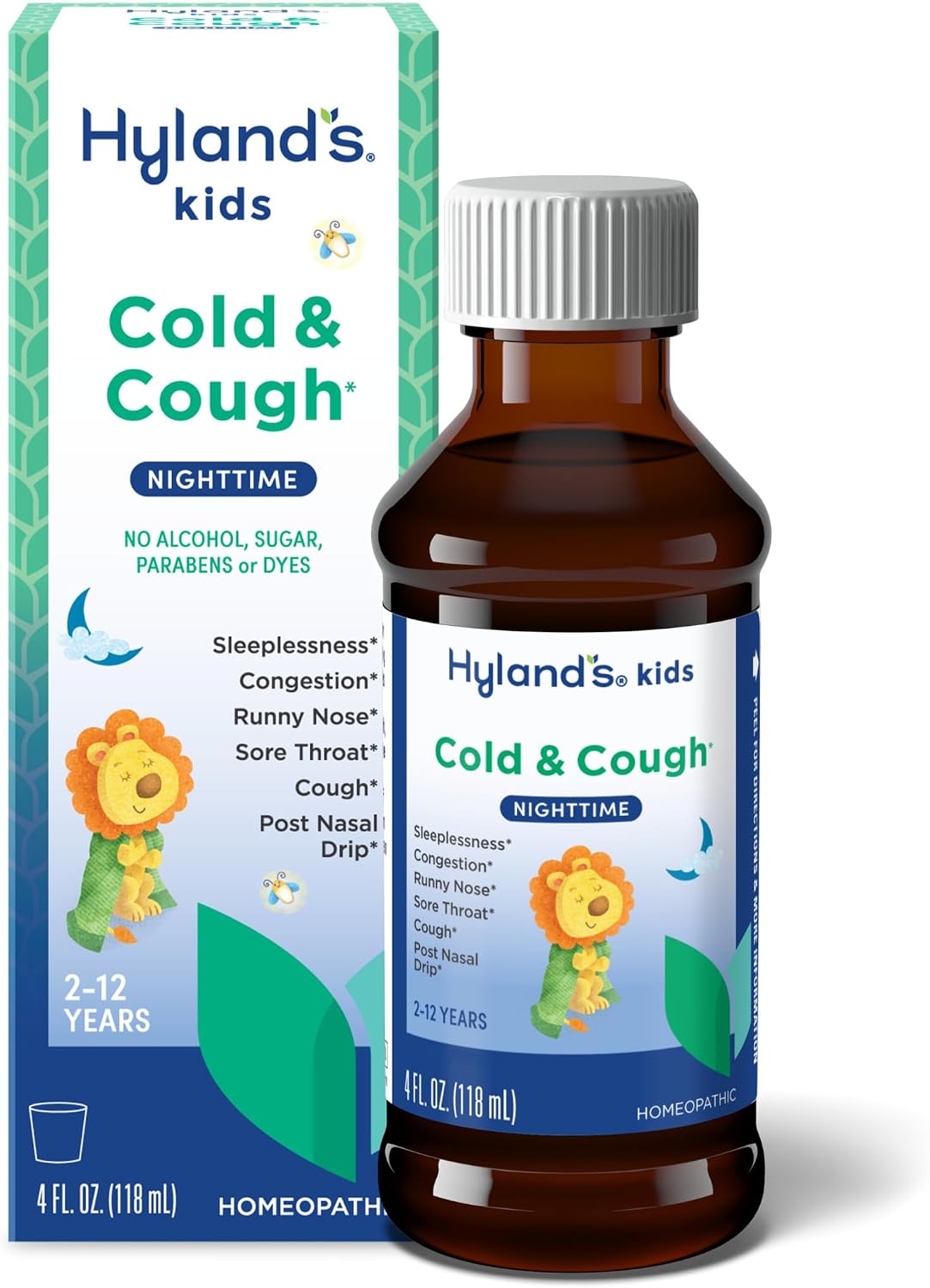 Hyland's Kids Cold and Cough, Day and Night Combo Pack, Cold Medicine for Ages 2 and up, Syrup Cough Medicine for Kids, Nasal Decongestant, 4 Fl Oz (Pack of 2)