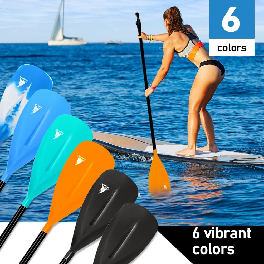 Karltion SUP Paddle - 3-Piece Adjustable Aluminium SUP Paddle with Glass Fiber Blade for Surfing, Floating, Water Sports