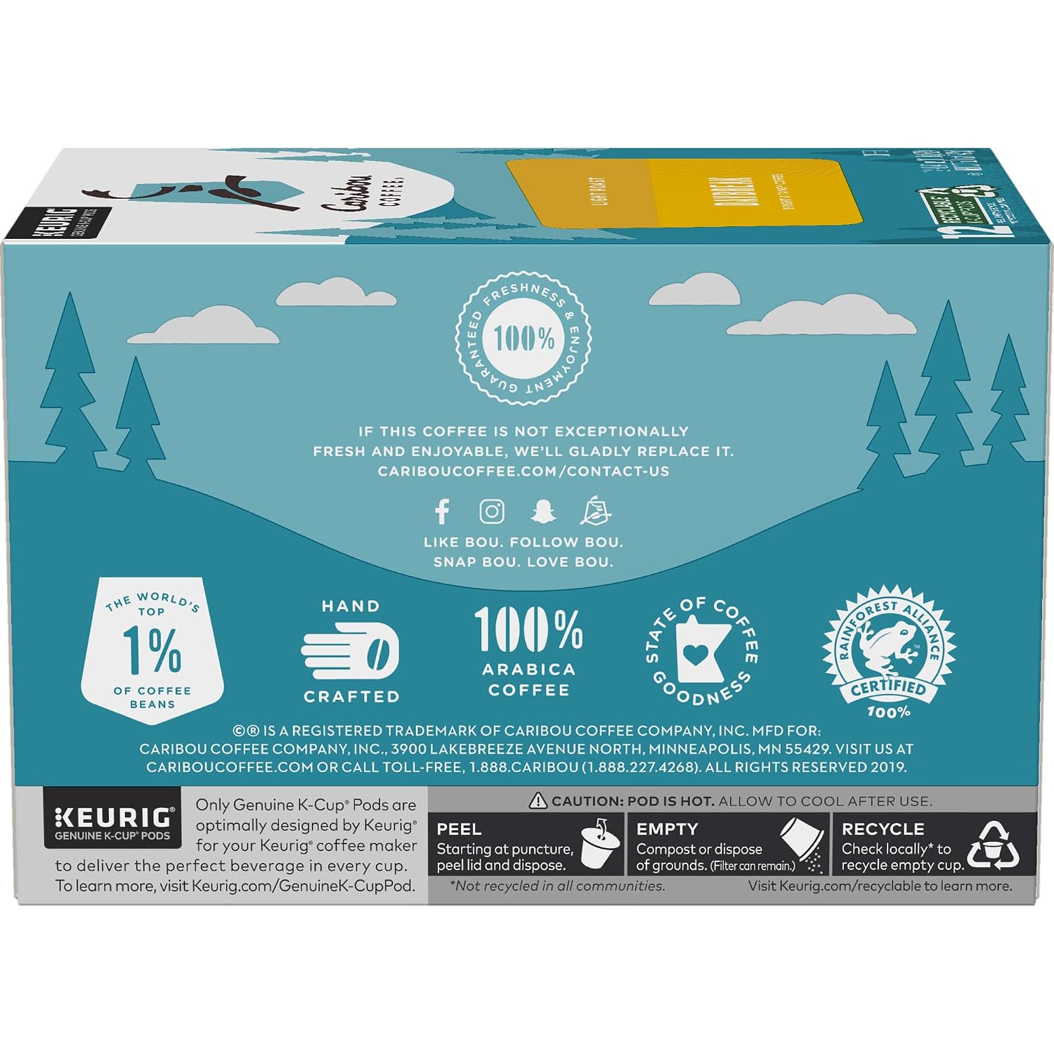 Caribou Coffee Caribou Blend Keurig Single-Serve K-Cup Pod, Medium Roast Coffee, 72 Count
