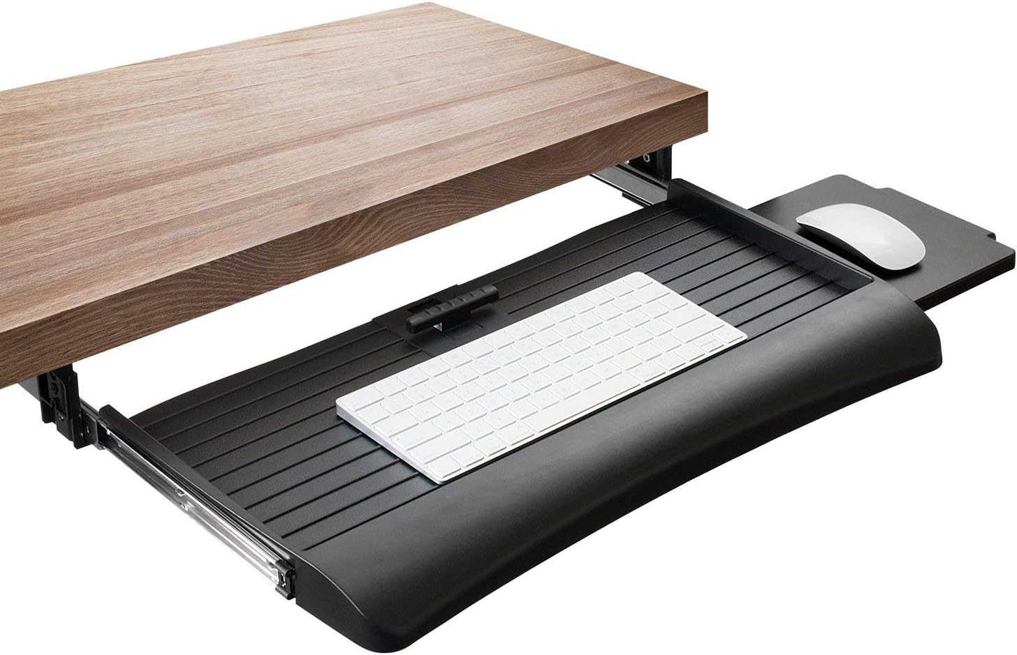 Mount-It! Keyboard Tray Under Desk with Adjustable Mouse Platform – Easy-Glide Sliding Drawer Under Desk Slide Out – Ergonomic Under Key Board