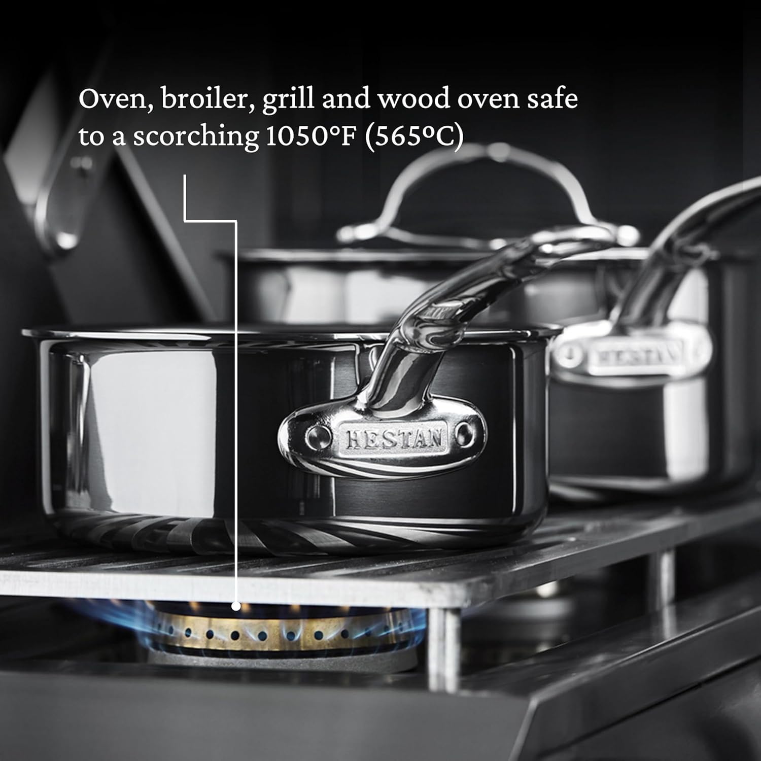 Hestan NanoBond Molecular Titanium 5-Piece Cookware Set - PFAS-Free Stainless Steel, 4x Stronger, 1050°F Safe, Induction Compatible