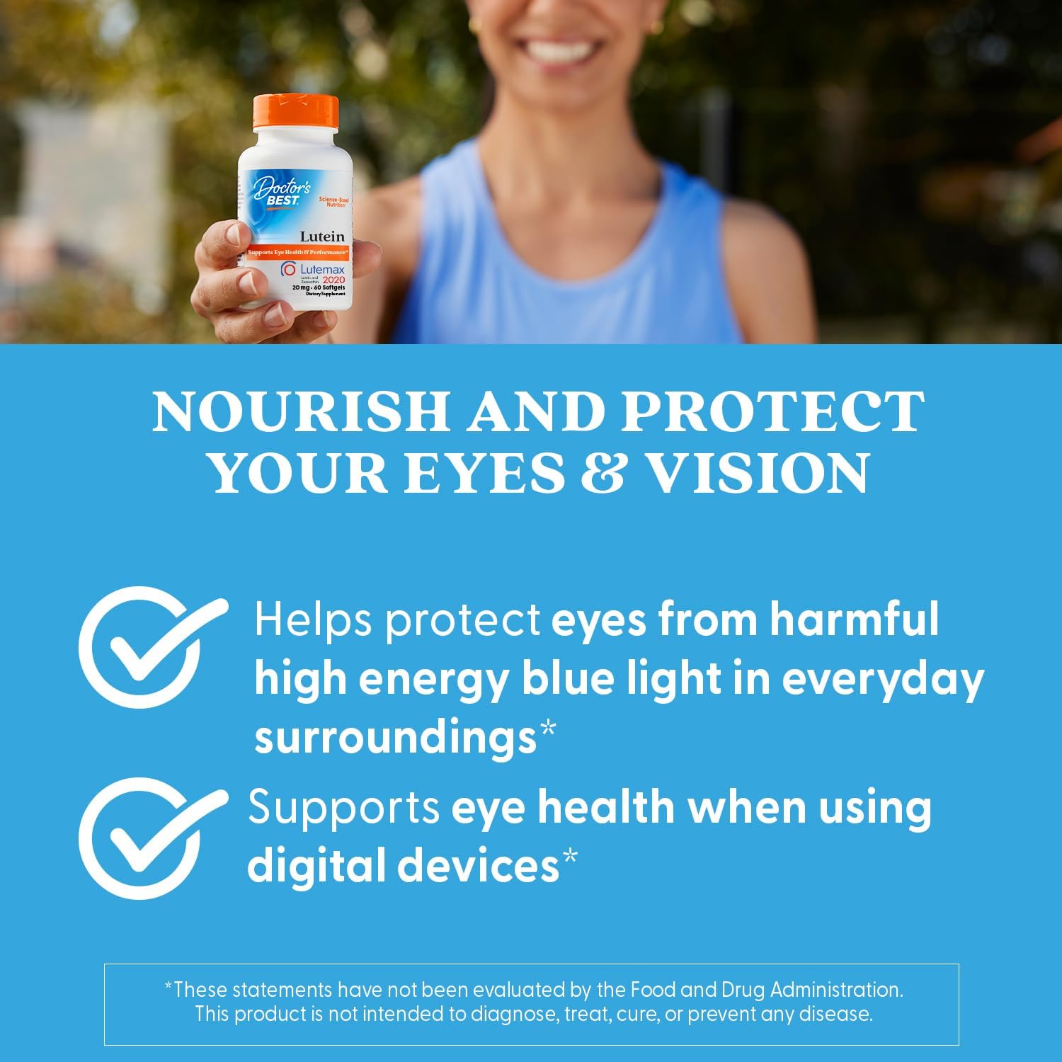 Doctor's Best Lutein Supplement 20mg with Zeaxanthin - Lutein for Eyes, Eye Health Vitamins for Men & Women, Vision and Macular Health Support, Lutemax 2020 Marigold Flower Extract - 180 Softgels