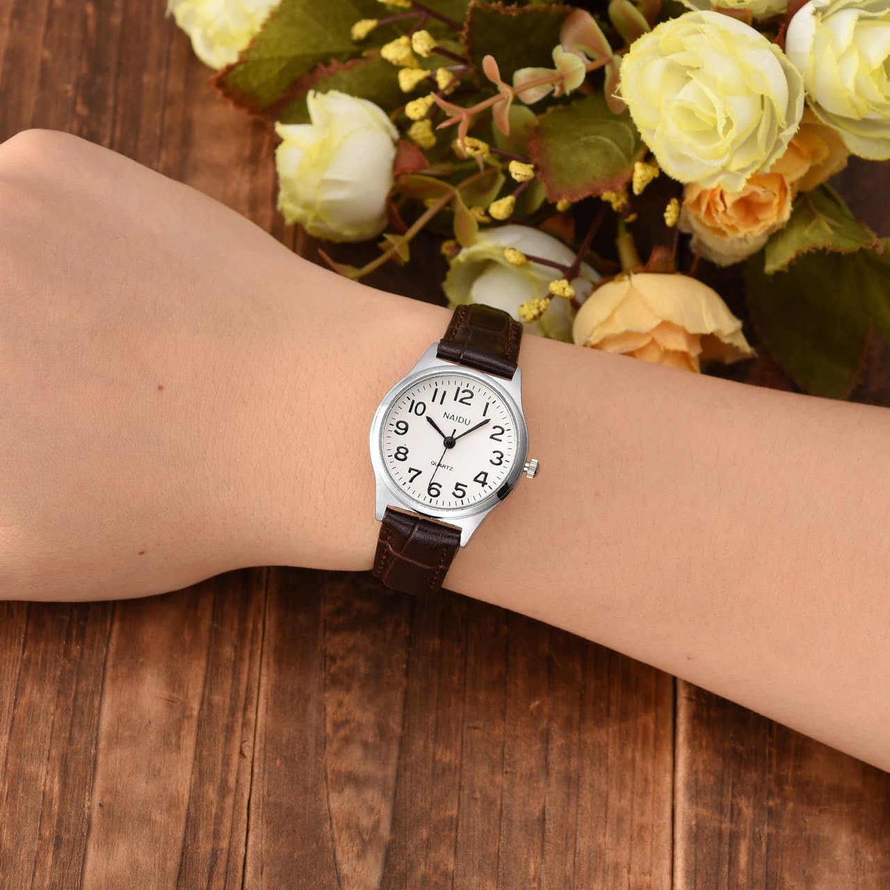 MANIFO Women’s Classical Arabic Numerals Analog Quartz Wrist Watch, 3 ATM Water Resistant