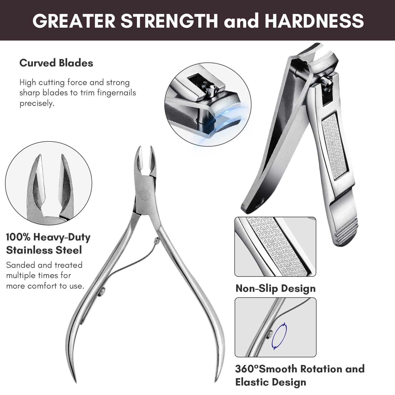 FAMILIFE Stainless Steel Manicure Set 11-in-1 Professional Nail Clipper Kit