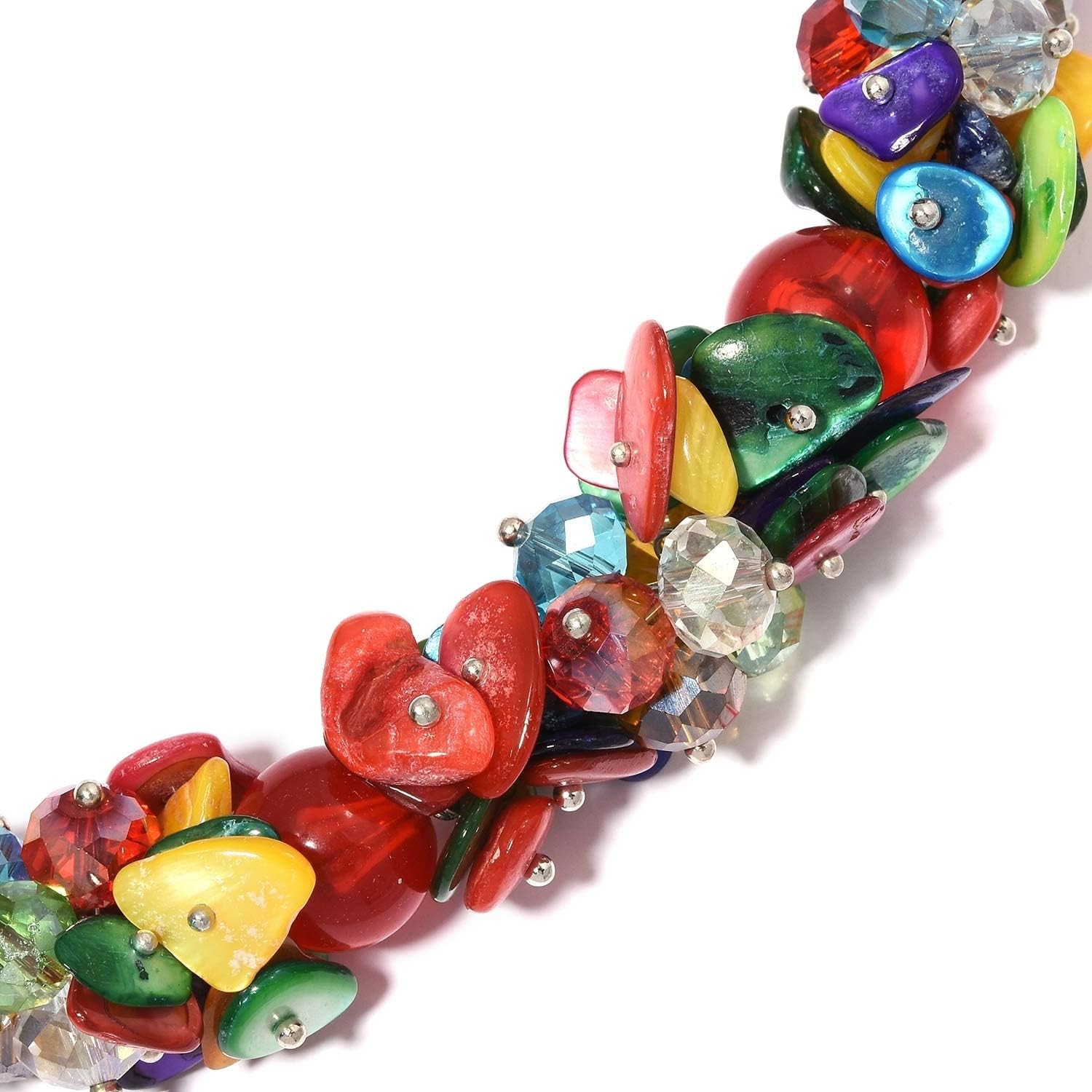 Shop LC Red & Multi Color Shell Cubic Zirconia CZ Bead Strand Beaded Necklace Fashion Delicate Gifts for Women Jewelry