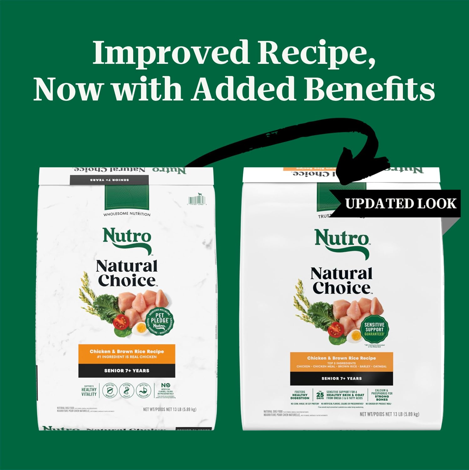 Nutro Natural Choice Senior Dry Dog Food, Chicken & Brown Rice, 30 lb | Non-GMO, Real chicken #1 ingredient, no corn, wheat, soy, supports bones, digestion & immunity, dental health & skin/coat