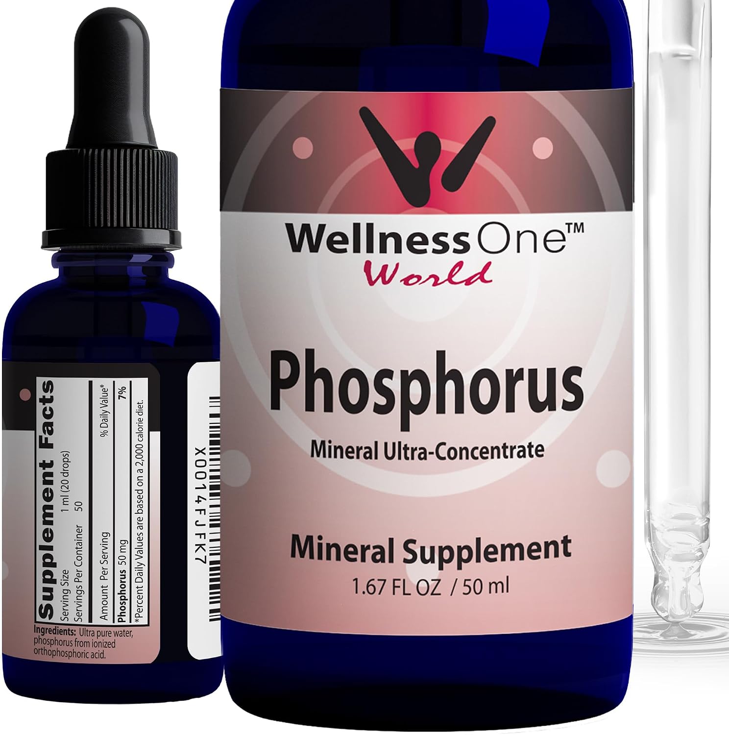 WellnessOne Ionic Phosphorus Supplements - Phosphorus Liquid from Ortho Phosphoric Acid for Teeth, Bone Health, & Energy Support - Non-GMO, Vegan