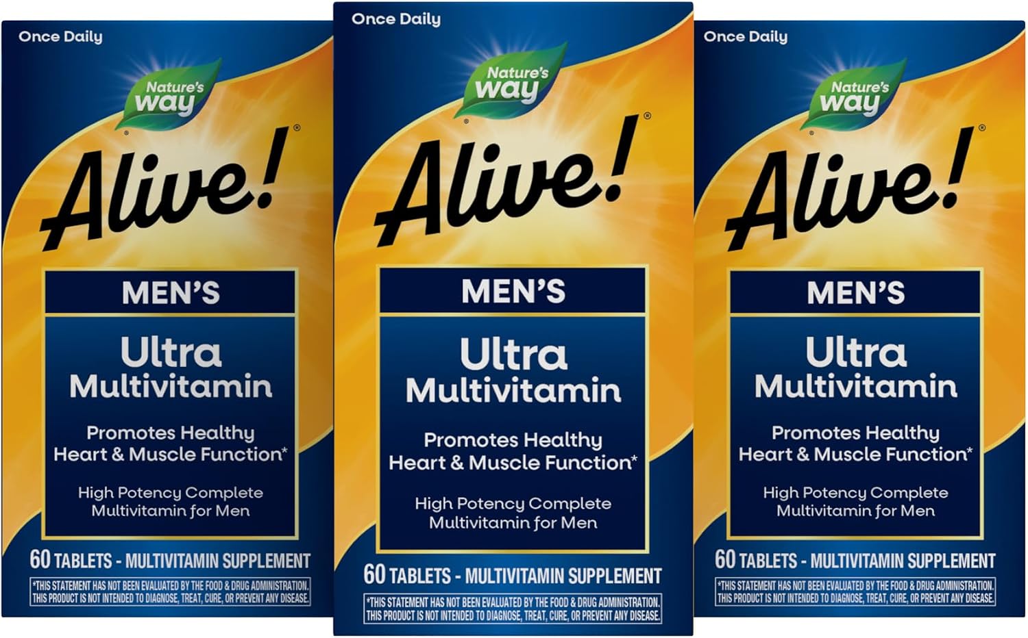 Nature's Way Alive! Men’s Daily Ultra Potency Multivitamin Tablets, 60 ct | Complete High Potency Men’s Daily Vitamin Promotes Heart & Muscle Function*, B-Vitamins, Zinc and Antioxidants