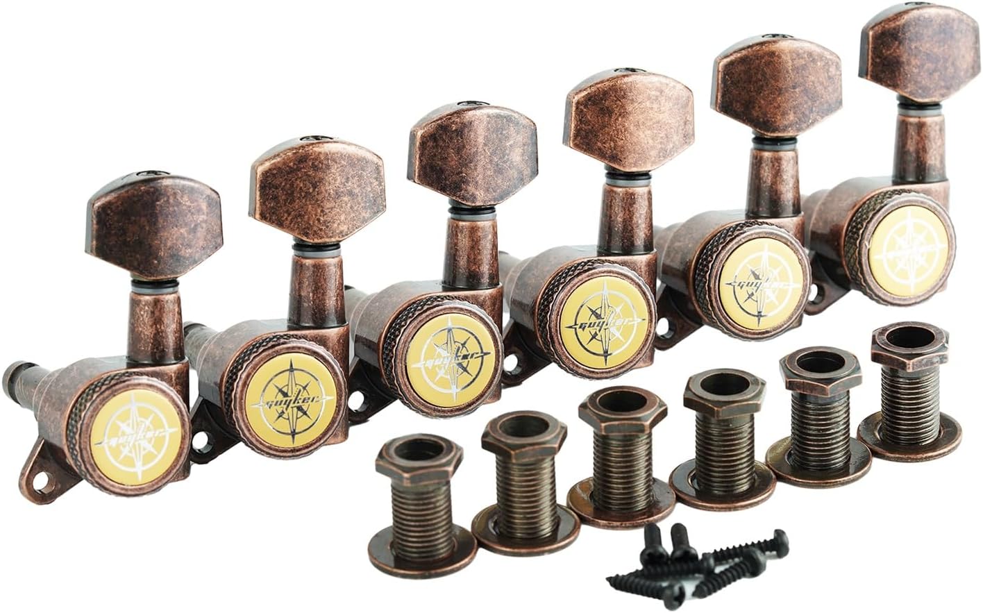 Guyker Guitar Locking Tuners (6 for Right) - 1:18 Lock String Tuning Key Pegs Machine Head with Hexagonal Handle Replacement for ST TL SG LP Style