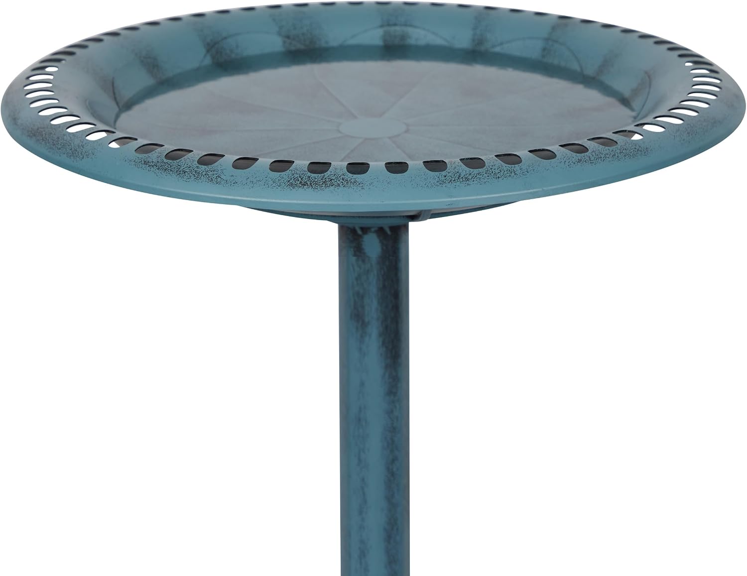 Alpine Corporation TEC116 Outdoor Aged Green Pedestal Birdbath with Scrollwork, 28" Tall, Green