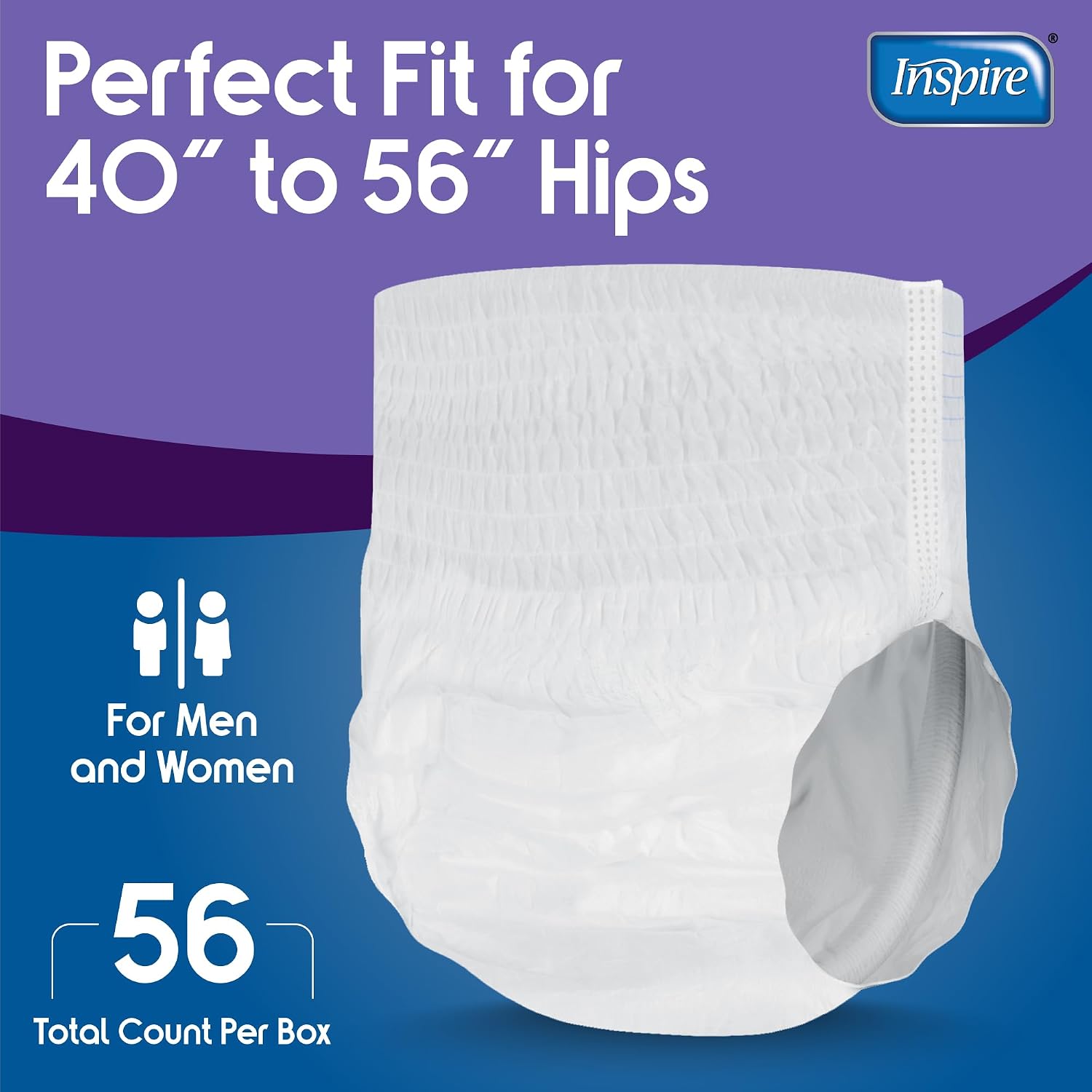 Inspire Protective Underwear for Men and Women with Incontinence | Adult Diapers | Disposable Underwear for Adults | Adult Pull Ups - 4 Bags of 14 | 56 Total (Extra Large)