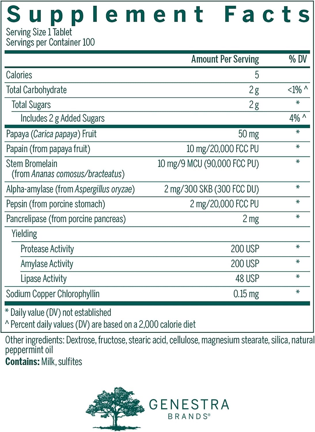 Genestra Brands Bio Enzymes | Complete Digestive Enzymes Formula in Chewable Tablets | 100 Chewable Tablets | Natural Peppermint Flavor | Complete
