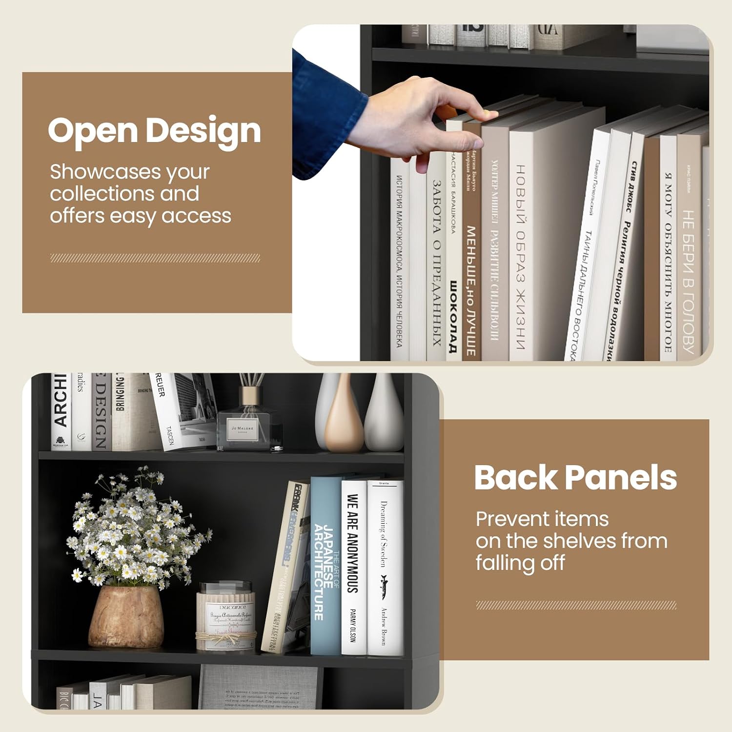 Giantex 8-Cube Bookcase, 3-Tier Cubby Bookshelf, Horizontal Vertical Display Rack with Anti-Tipping Kits, Modern Storage Organizer Shelf Unit for Bedroom, Living Room, Study (Natural, 8-Cube)
