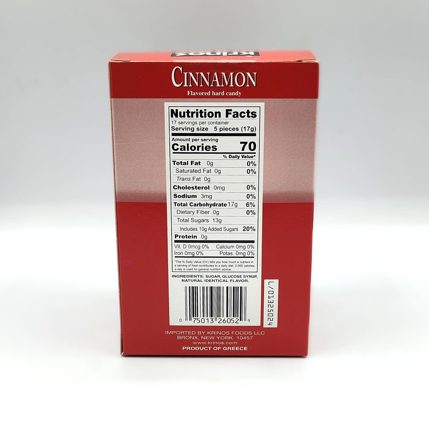 Krinos Cinnamon Candy - Hard Candy Imported from Greece, 10.6 oz | Natural flavors of cinnamon. Imported from Greece. Ideal as a after-meal palate cleanser and sharing at parties and gifts.