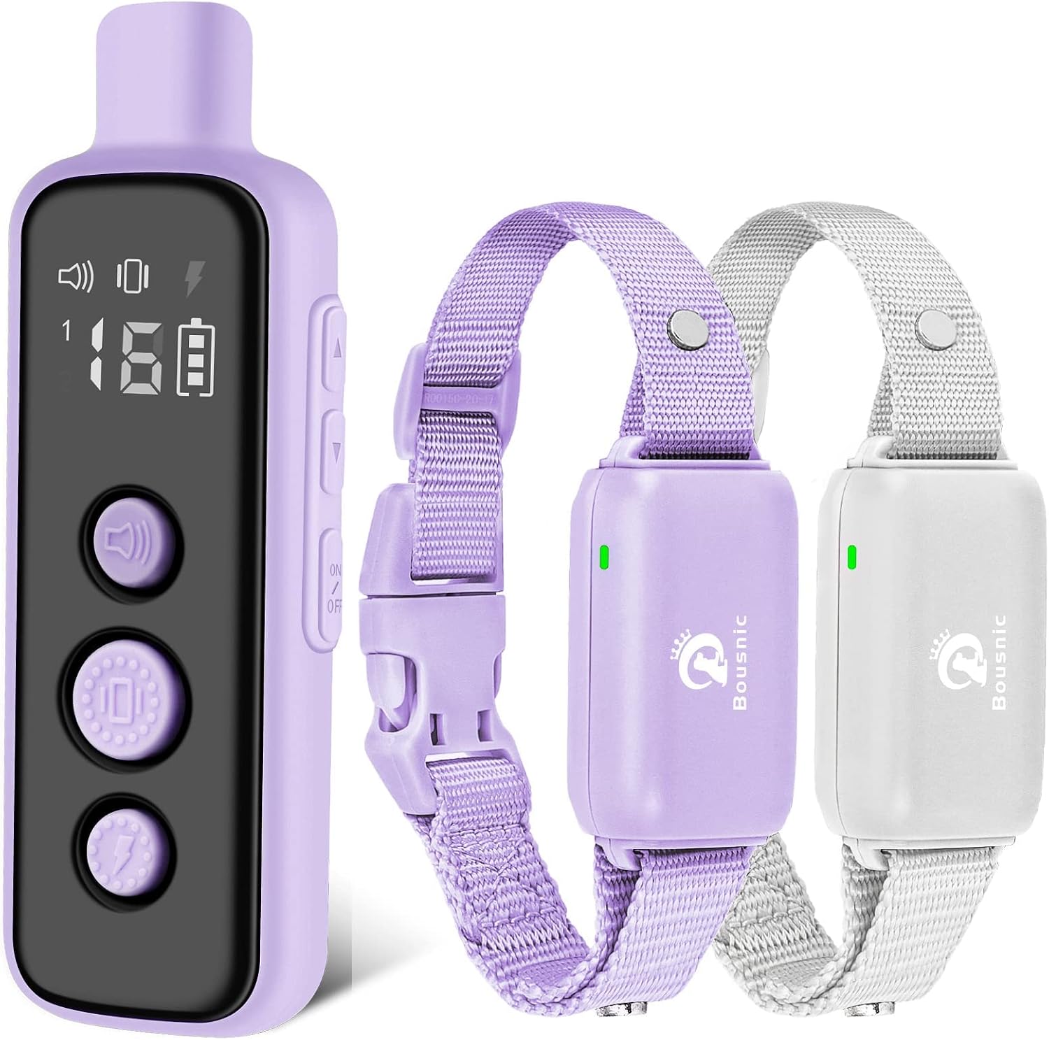 Bousnic Dog Shock Collar for 2 Dogs - (8-120lbs) Waterproof Rechargeable Electric Dog Training Collar with Remote for Small Medium Large Dogs with