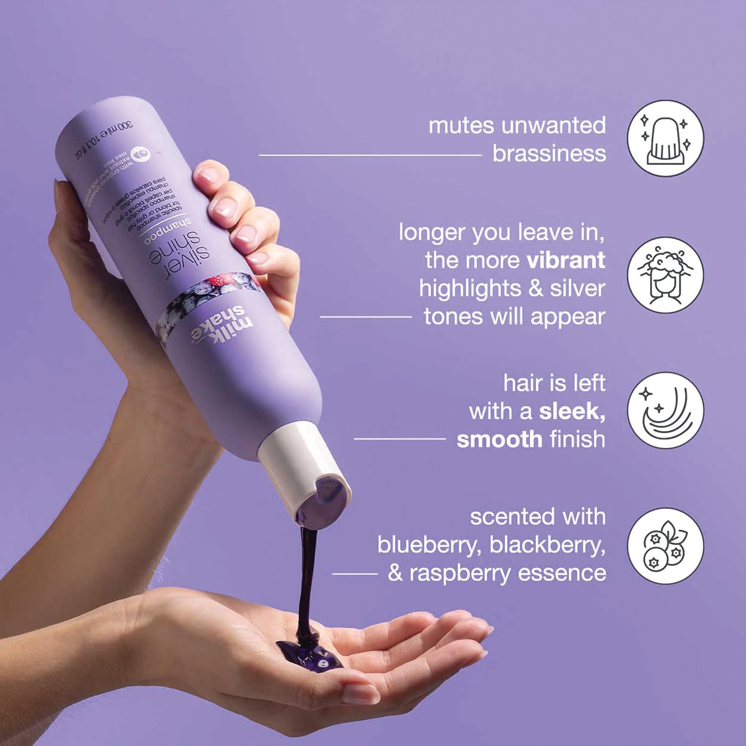milk_shake silver shine shampoo | purple shampoo to help reduce yellow and brass in white