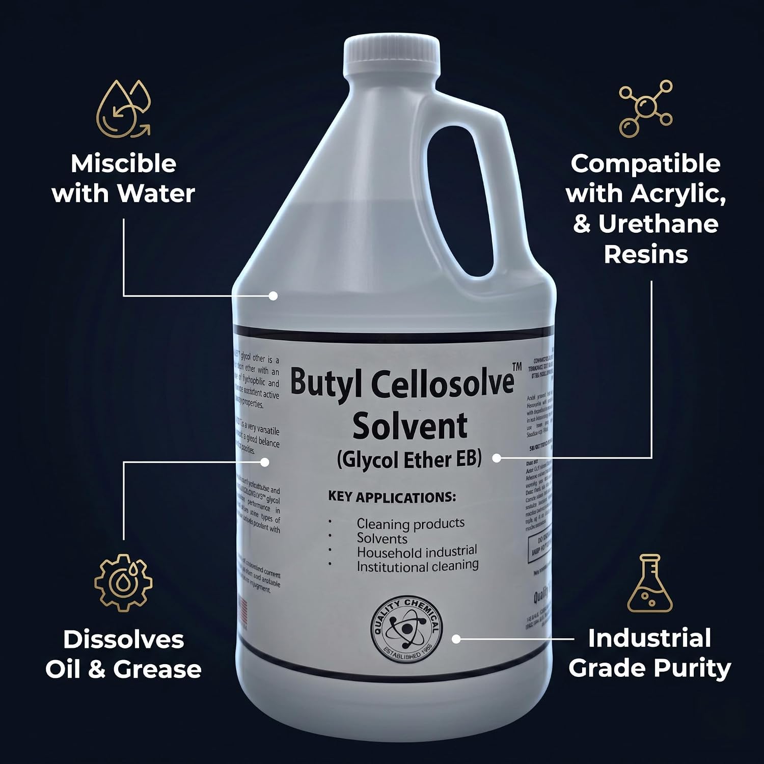Quality Chemical Glycol Ether EB 128 oz – Butyl Cellosolve Solvent for Heavy-Duty Cleaning & Degreasing – Water-Miscible