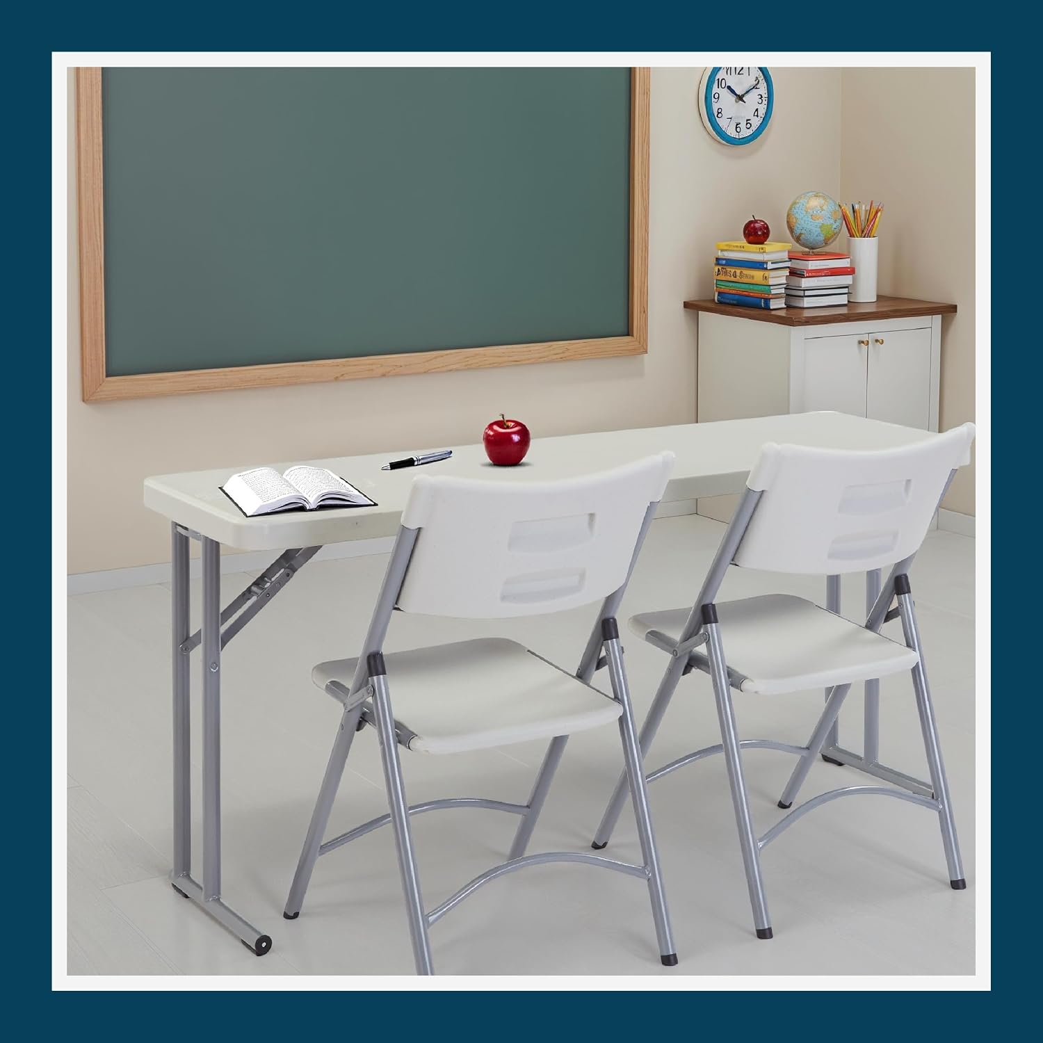 OEF Furnishings OEFBT-SEM1860 Commercial-Grade Premium Industrial Seminar Folding Table with Thick Blow-Molded Top and 16-Gauge Cantilever Steel