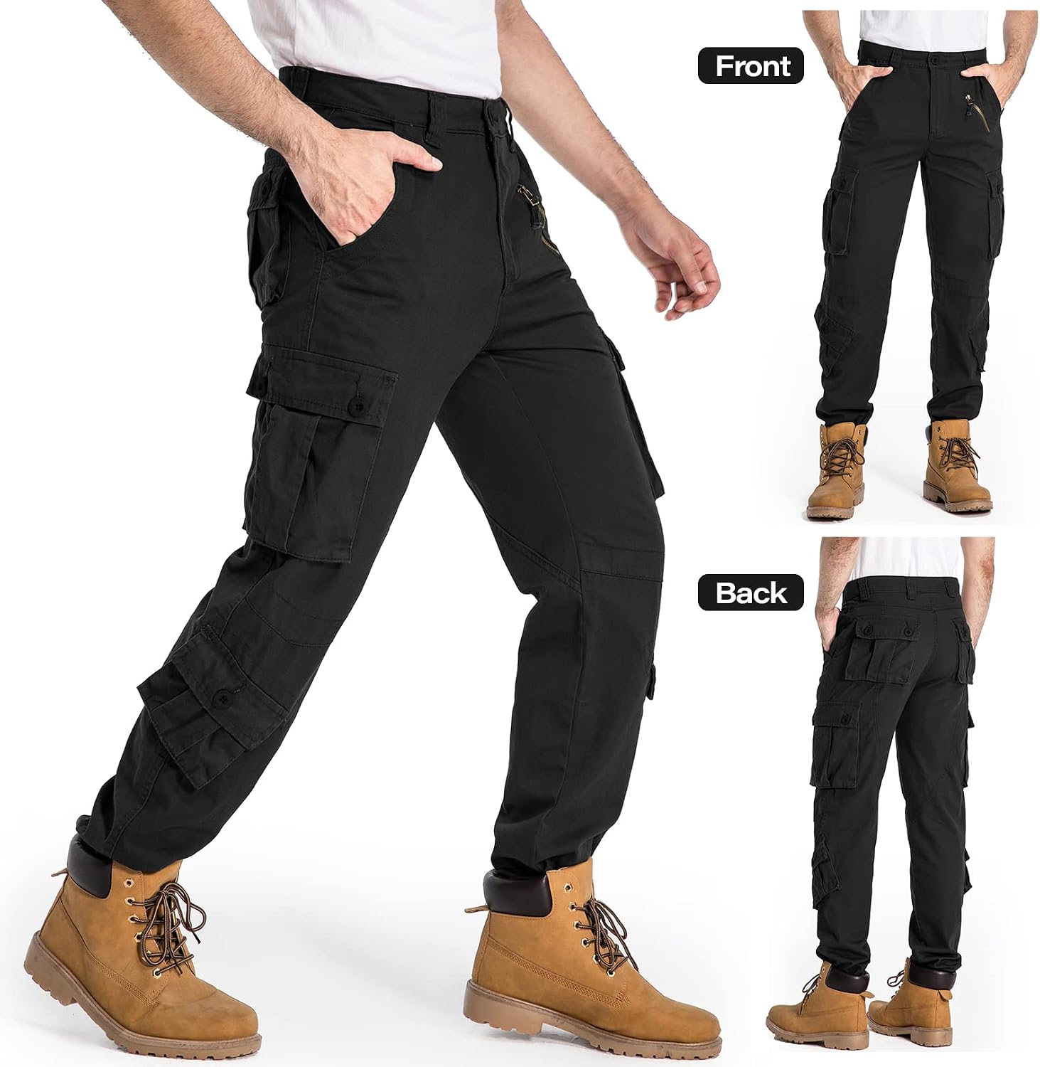 Mens Cargo Pants Camo Work Tactical Rip Stop BDU Casual Army Military Pants | 100% Cotton,Wear Resistant,Breathable,Sweat-absorbent,Men's Wild Cargo Pants with 8 Pockets,Relaxed Loose Fit Hiking Pants