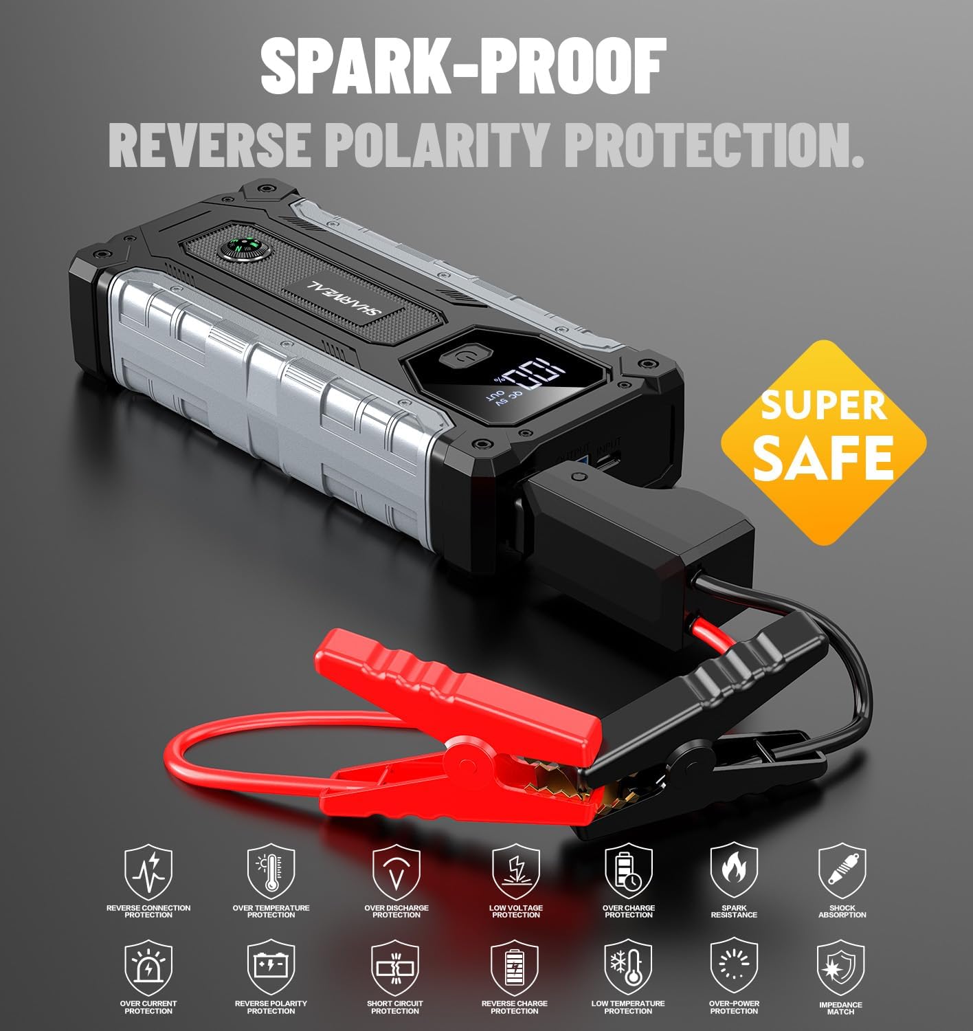 Sharmeal Car Battery Jump Starter 7000A, Jump Starter Battery Pack for All Gas and 12.0L Diesel, 12V Portable Jump Box with LED Light