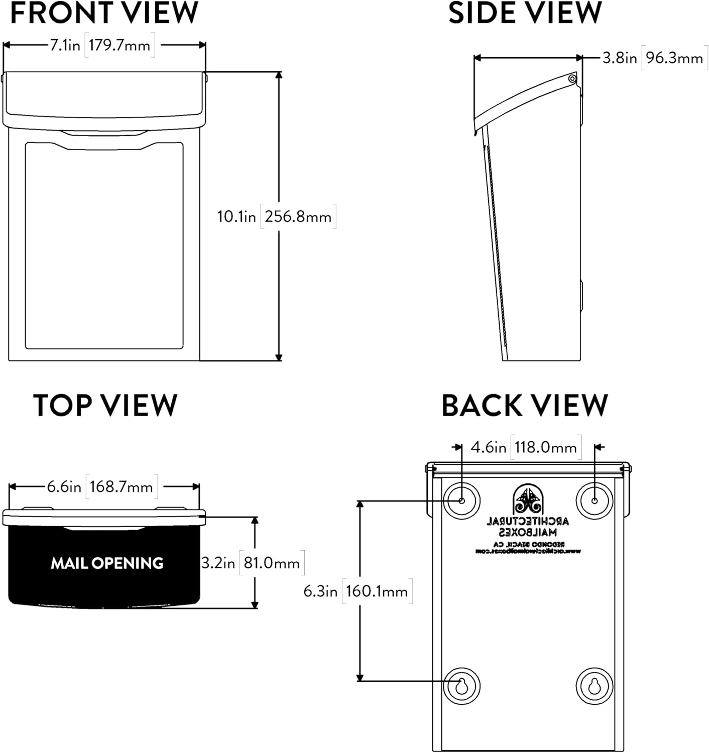 Architectural Mailboxes 2681B Black Marina Wall Mount Mailbox, Small | Galvanized steel build for outside with weather-resistant outdoor construction and a rust-resistant powder-coat finish.
