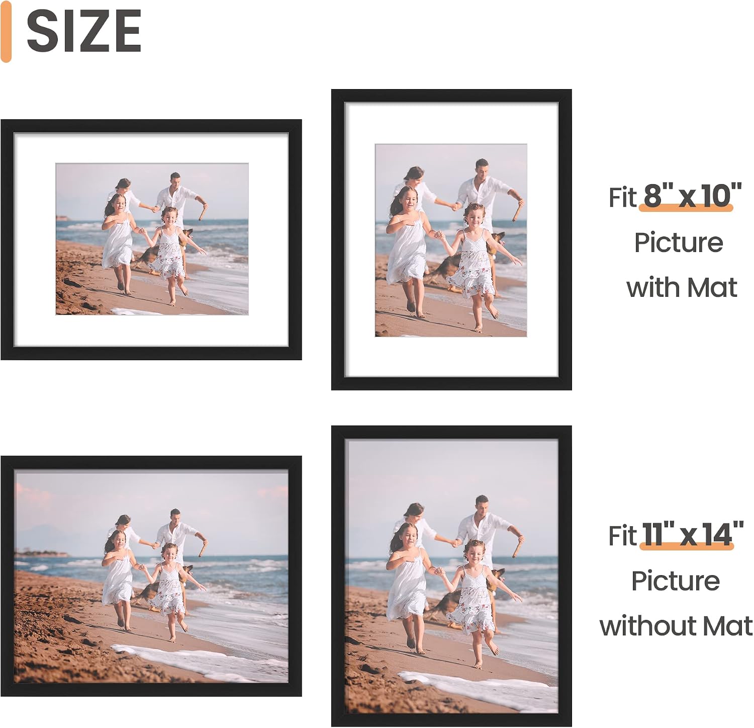 upsimples 12x12 Picture Frame, Gallery Glass Poster Frames Set of 3, Black