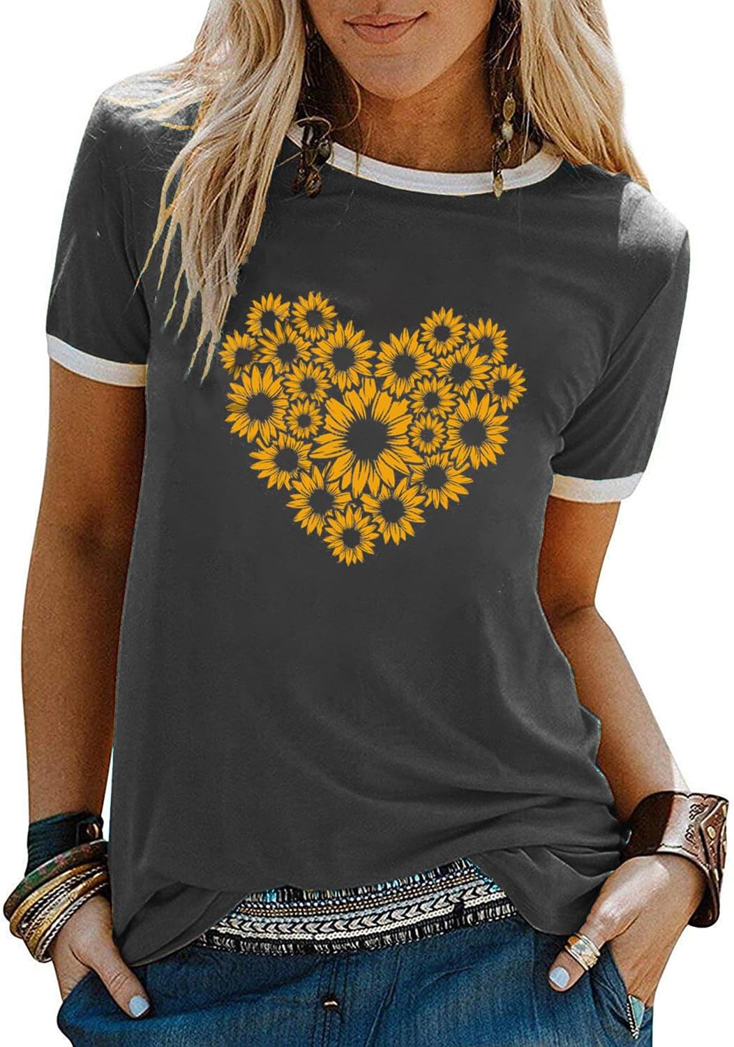 YEXIPO Graphic Tees for Women Short Sleeve Summer Tops Casual Cute T Shirts