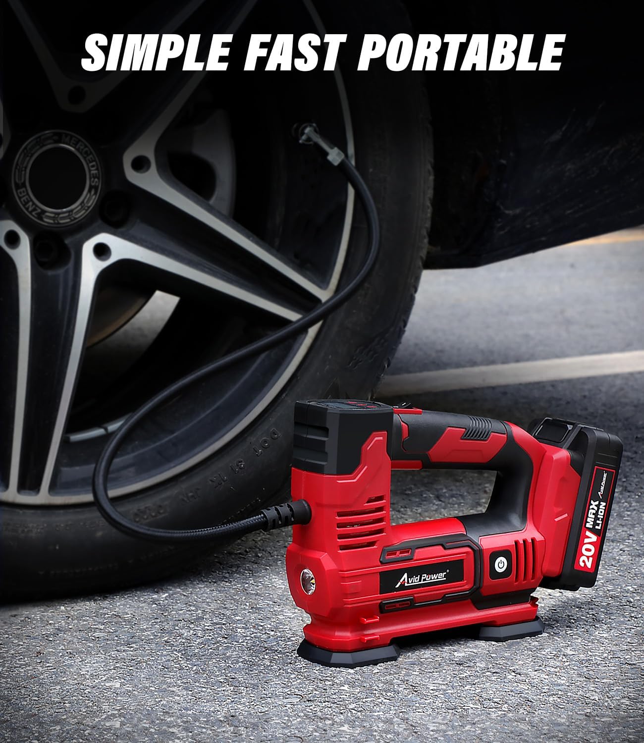 AVID POWER 20V Rechargeable Cordless Tire Inflator Portable Air Compressor