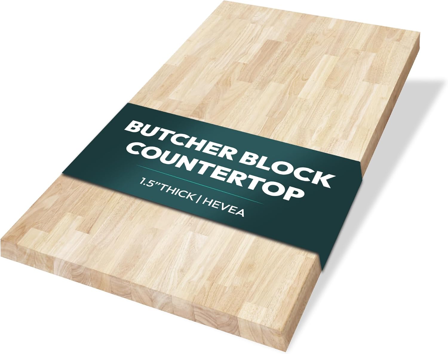 Howizz Butcher Block Countertop 48 x 25 x 1.5 - Hevea Unfinished Solid Wood Table Top, Wood Countertop for DIY Desk, Table, Workbench, Kitchen Island.
