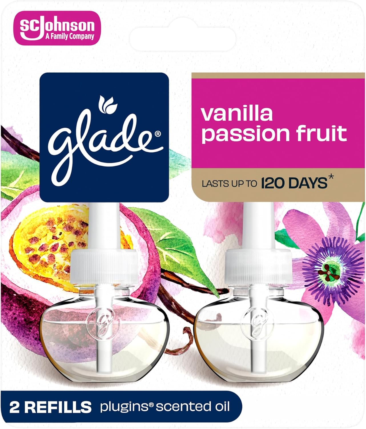 Glade PlugIns Refills Air Freshener, Scented and Essential Oils for Home and Bathroom, Tranquil Lavender & Aloe, 1.34 Fl Oz, 2 Count
