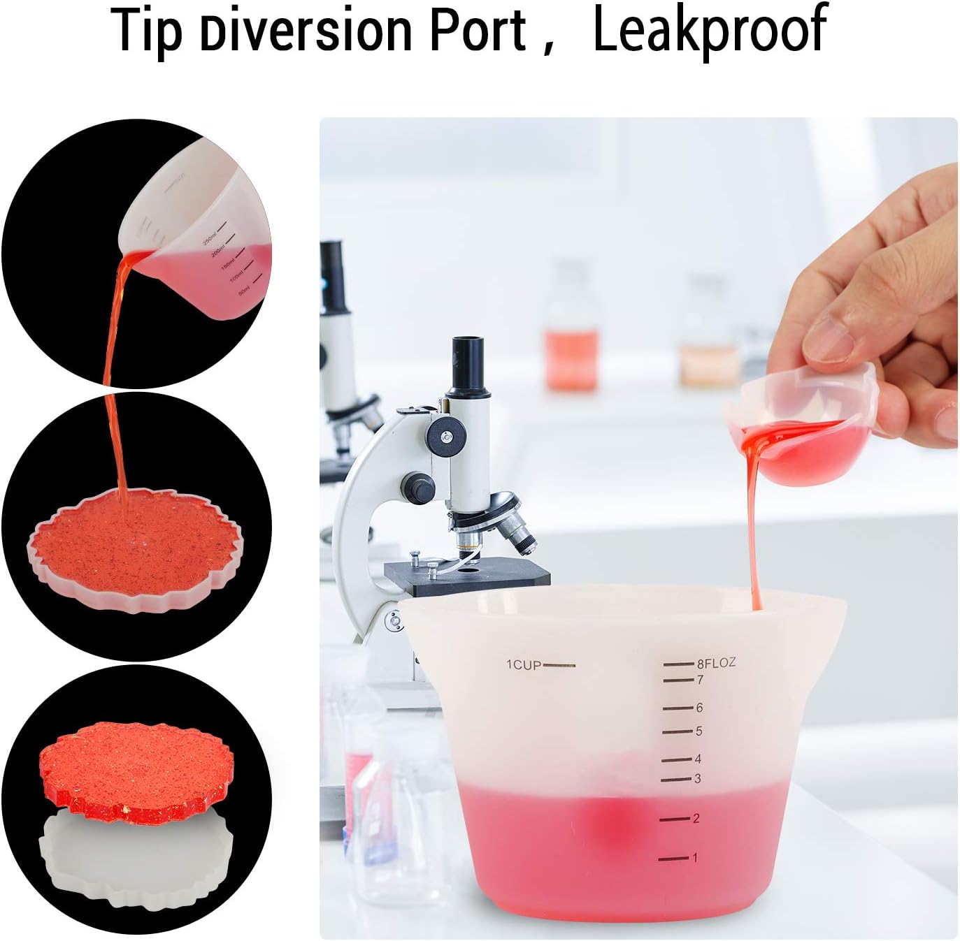 Gartful 500ml & 250ml Large Silicone Measuring Cups, Resin Mixing Cups for Epoxy, Jewelry Casting Molds, Acrylic Paint Pouring, Cup Making