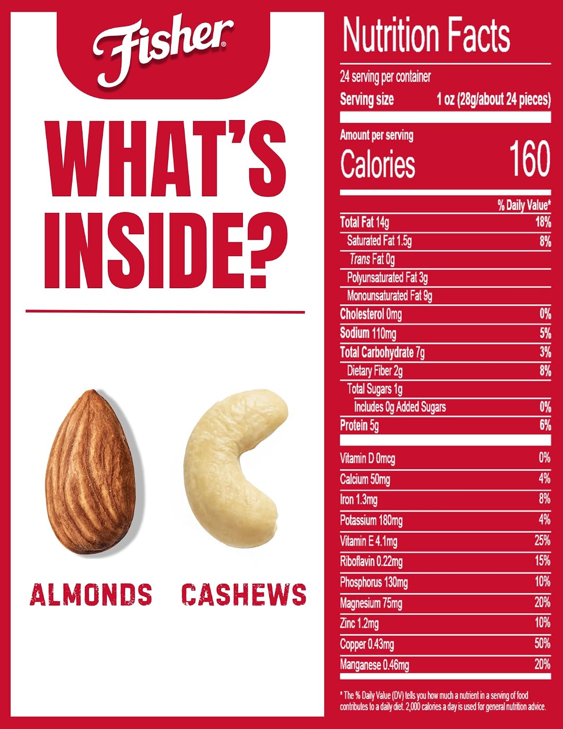 Fisher Oven Roasted Never Fried Deluxe Mixed Nuts, 24 Ounces