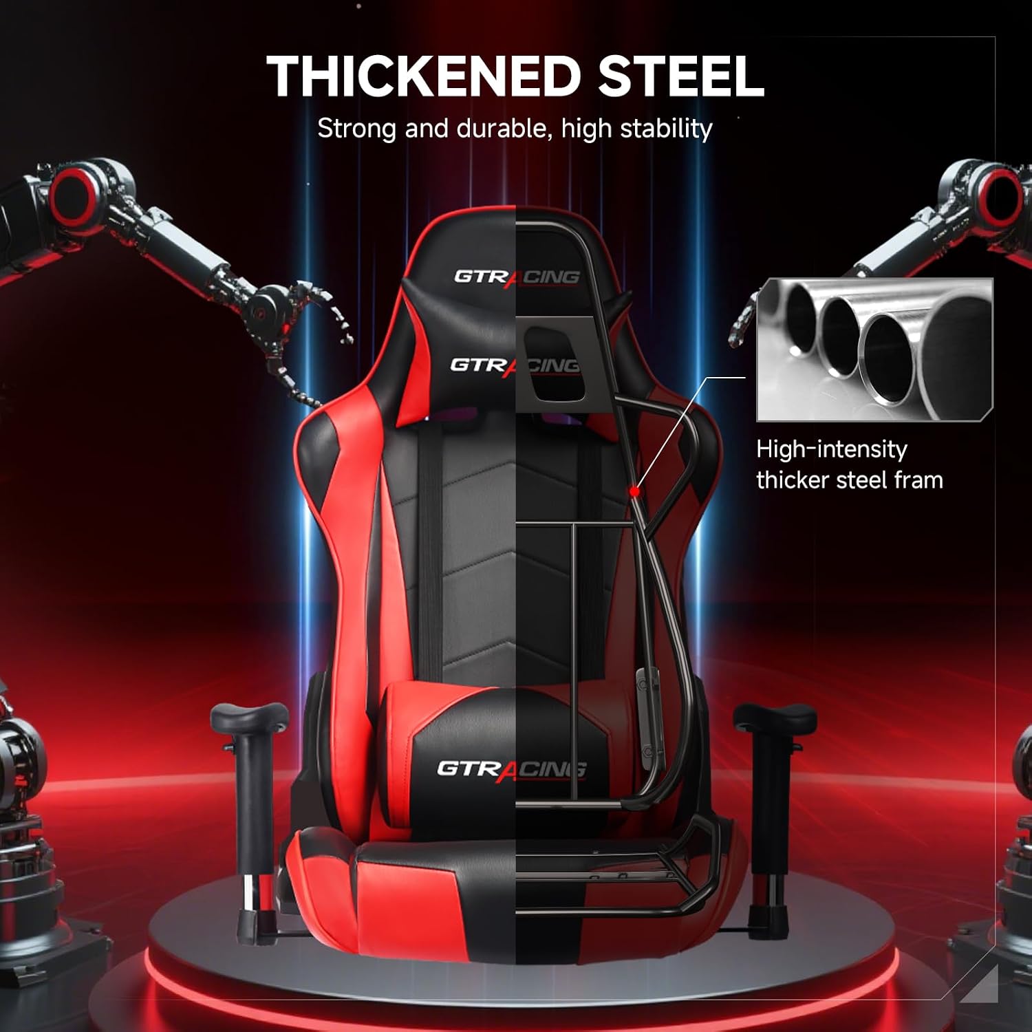 GTRACING Gaming Chair Racing Office Computer Ergonomic Video Game Chair Backrest and Seat Height Adjustable Swivel Recliner with Headrest and Lumbar