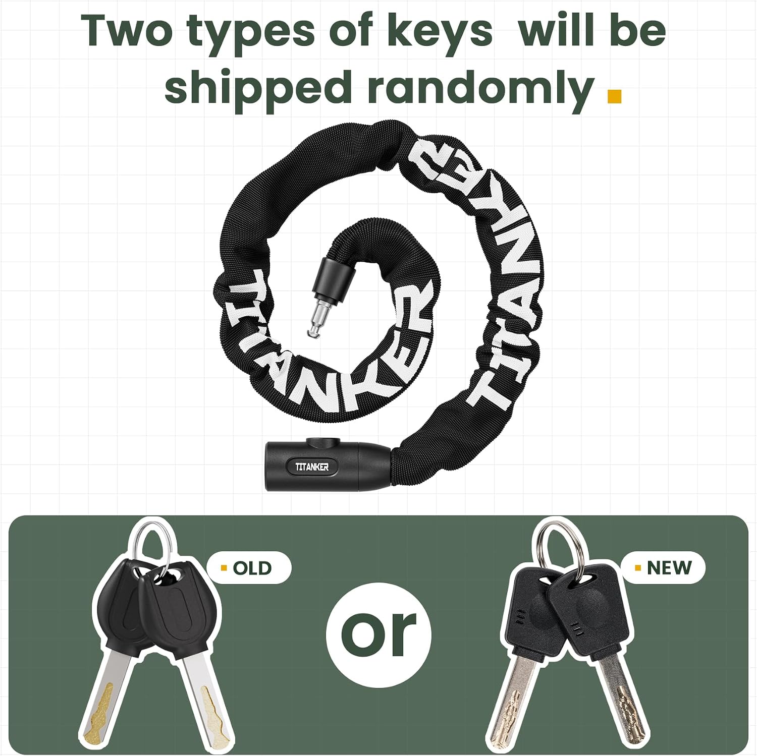 Titanker Heavy Duty Bicycle Lock Chain with Keys - 3 Feet Anti-Theft Lock for Bikes, Motorcycles, Doors, Gates, Fences, Grills (6mm Thick)