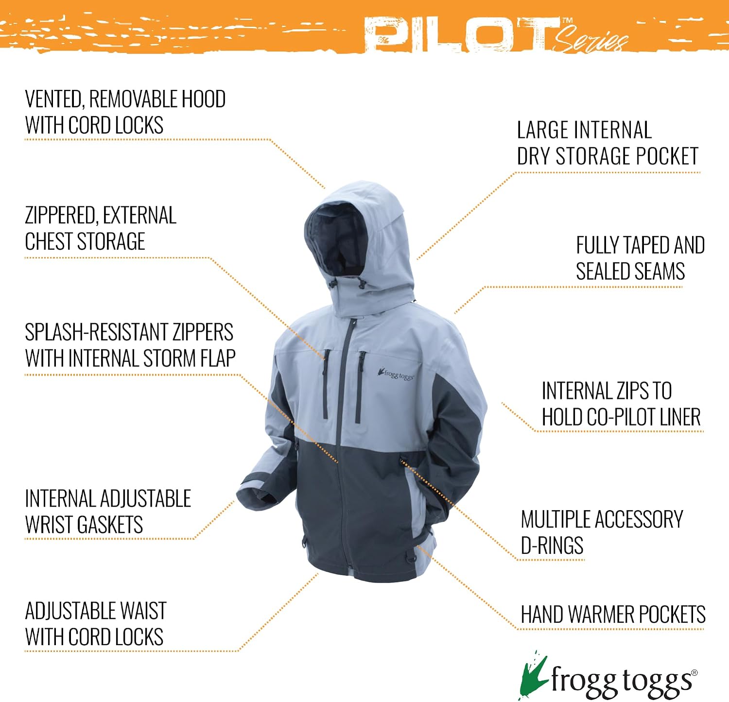 FROGG TOGGS Men's Pilot 2 Guide 3-Layer Waterproof Breathable Rain Jacket
