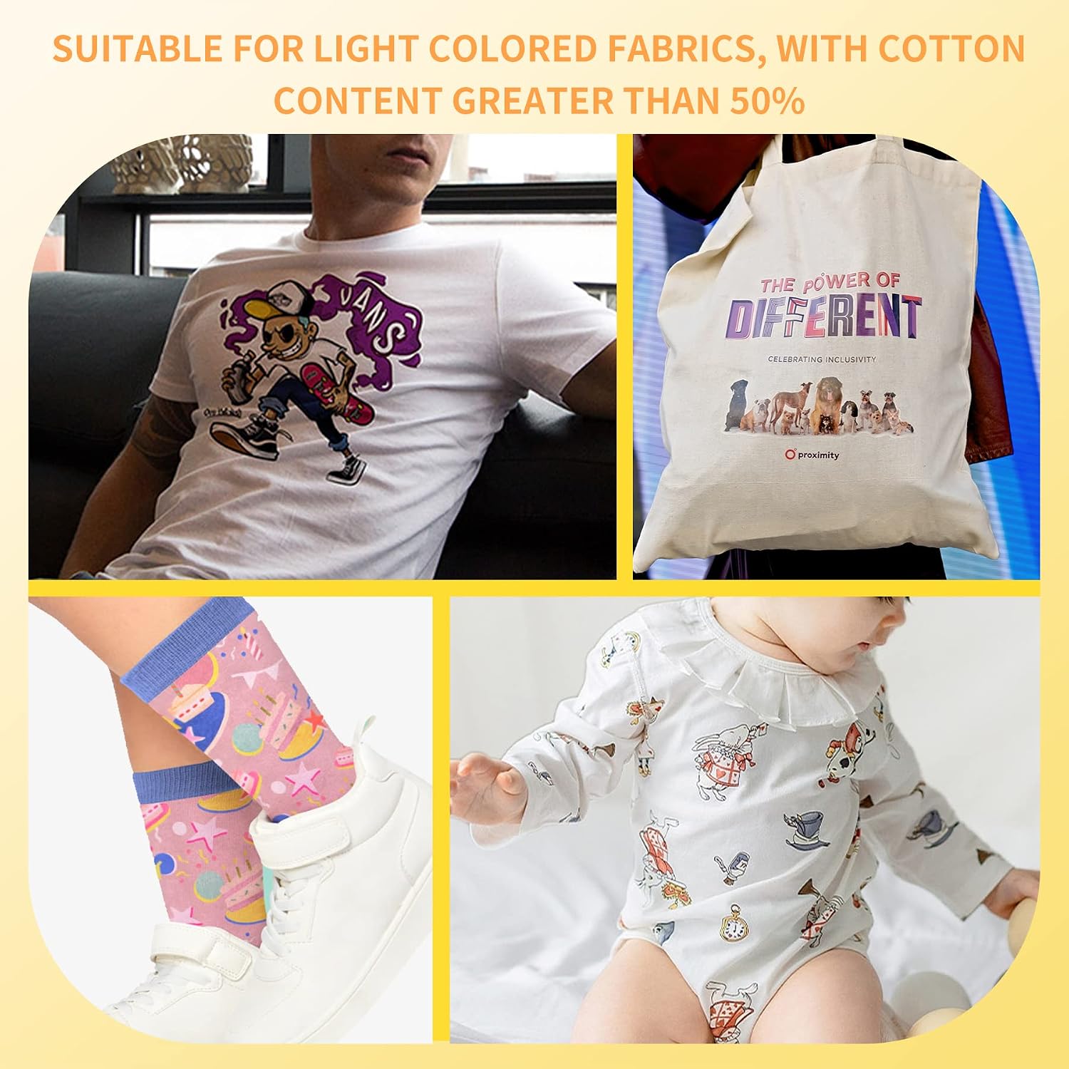 A-SUB Iron On Heat Transfer Paper for Light T-Shirts 20 Sheets 8.5x11 inch