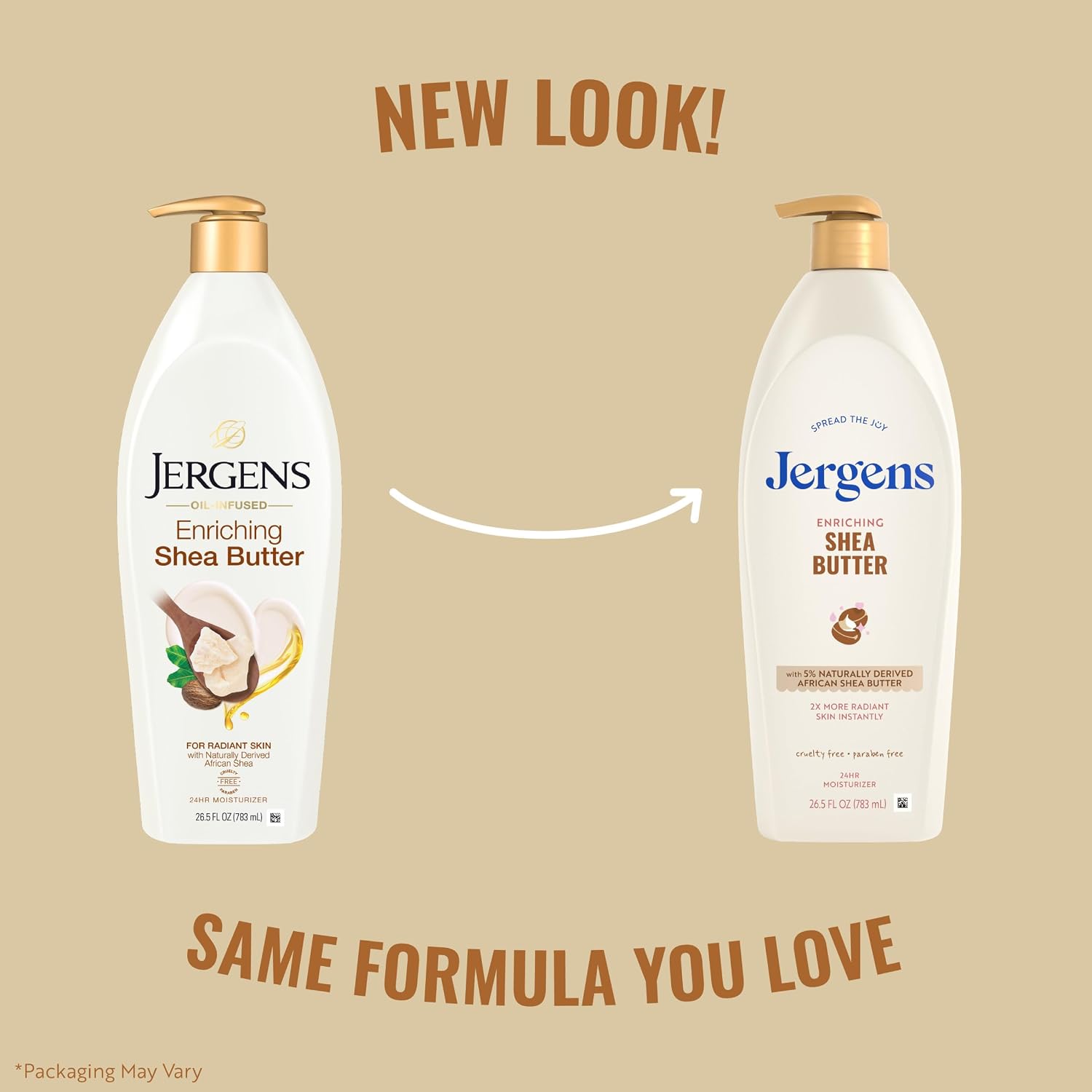 Jergens Shea Butter Body Lotion, Deep Moisturizer for Dry Skin, 26.5 fl oz | Enriching Hand and Body Lotion, Vitamin E, Extremely Dry Skin Relief, 2.5X More Radiant Skin, Deep Conditioning