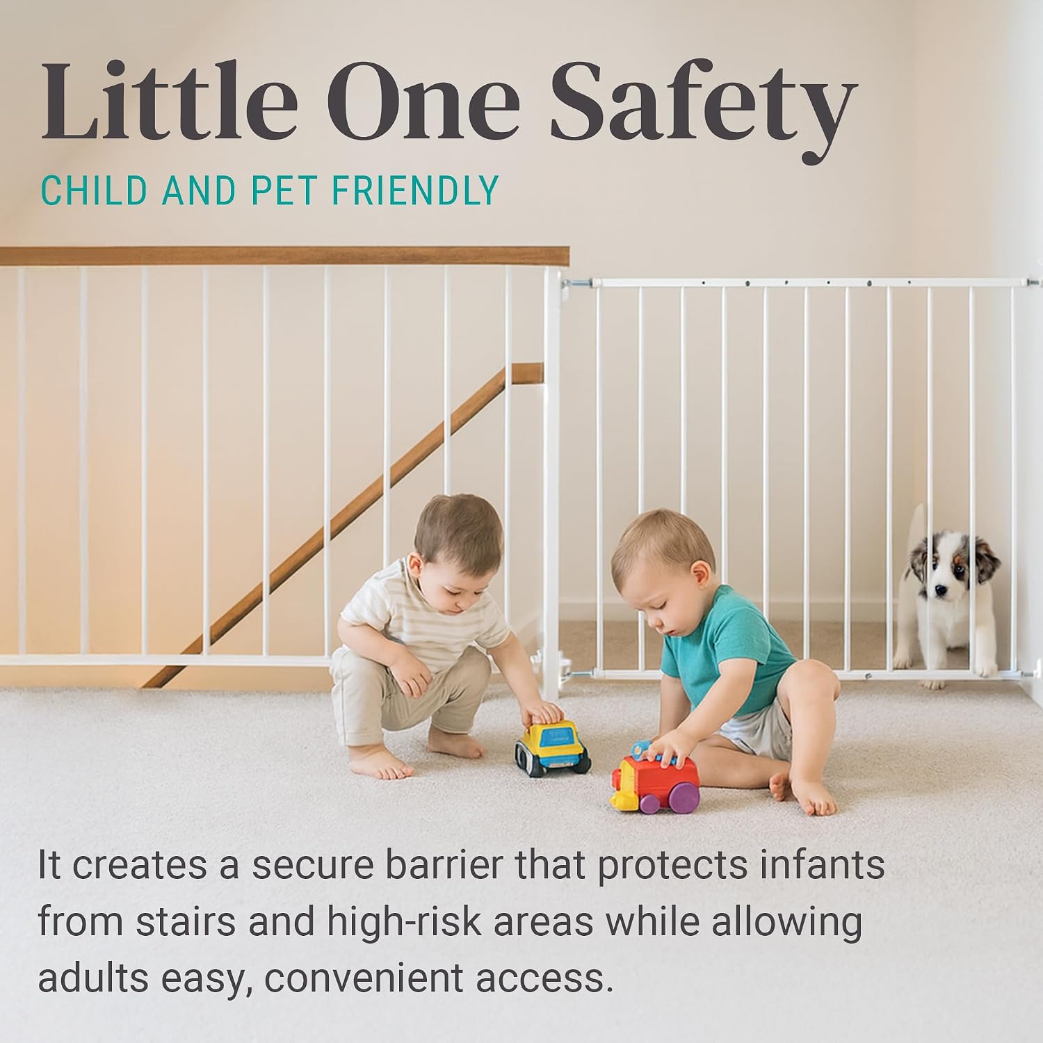 KidCo 24.75-42.5" Safeway Walk Through Baby Gate for Stairs and Doorways | No-Trip Top of Stairs Baby Gate No Bottom Bar | Quick-Release Mounted Hardware for Security and Easy Removal (Black)