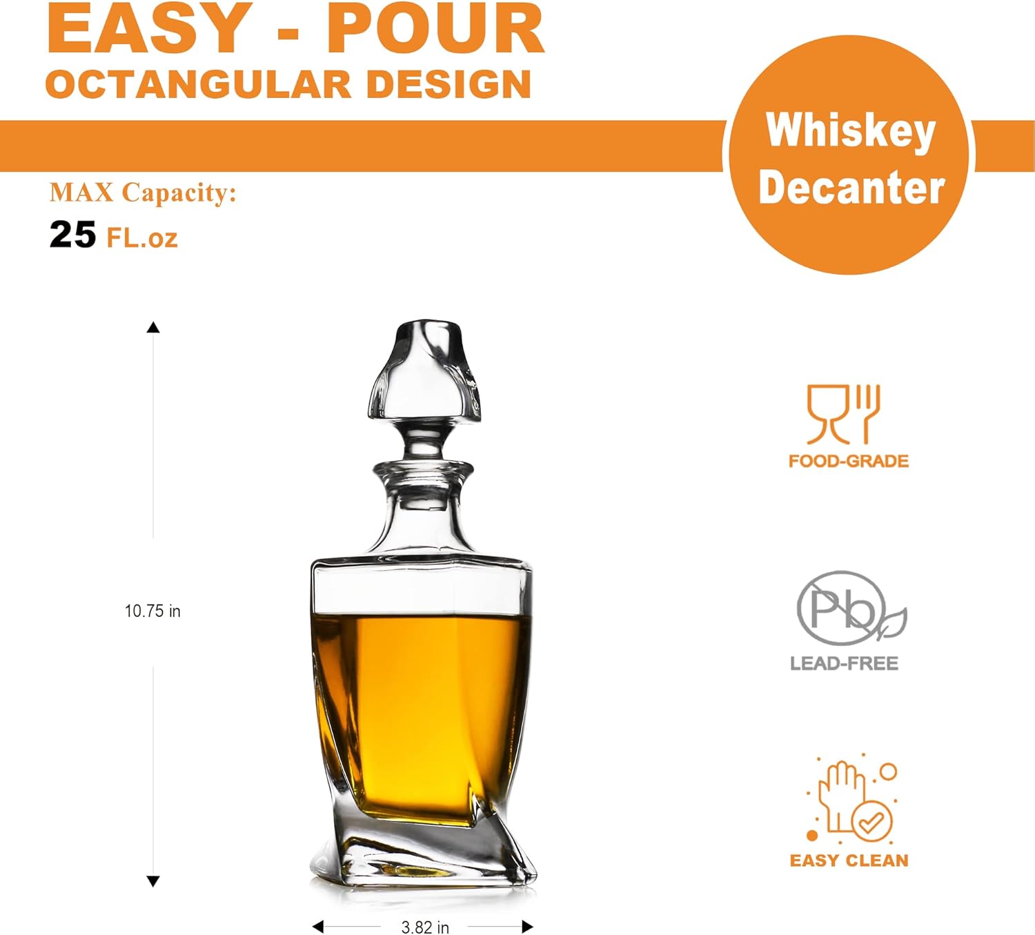 LUXU Whiskey Decanter,25 oz
