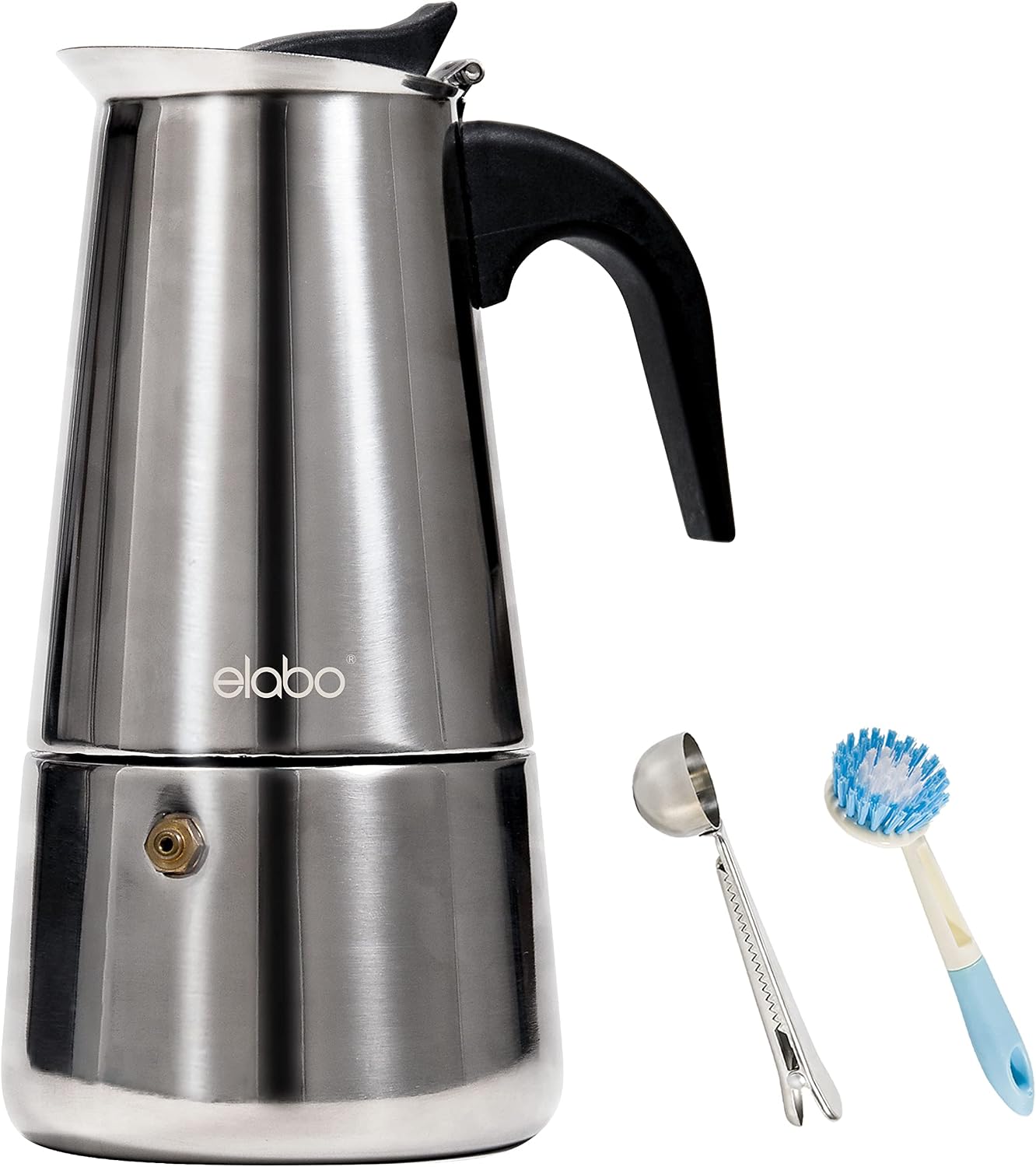 elabo Stainless Steel Moka Pot, Stovetop Espresso Maker Machine 10 Cups