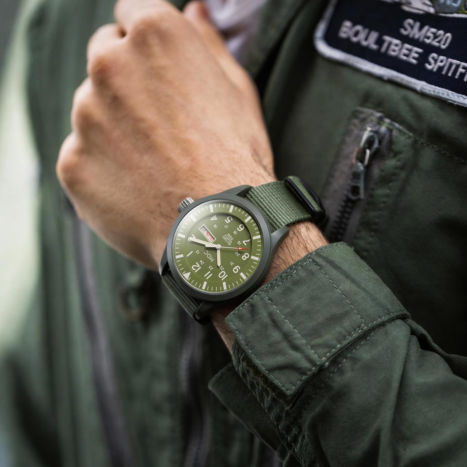 Infantry Mens Military Field Watch, Vietnam Style, 12/24H, Green Nylon Band