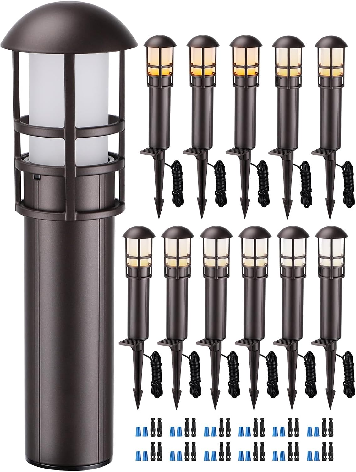 LEONLITE 8-Pack Low Voltage Landscape Pathway Lights, 3W, CRI90, 3000K