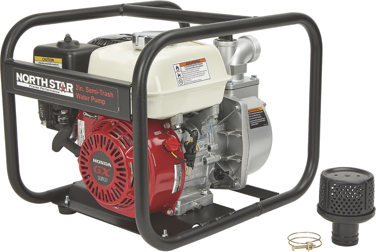 NorthStar Semi-Trash Pump, 23,040 GPH, 4in. Ports, 3/4in. Solids | High-capacity debris handling, Demanding dewatering, Water transfer, Jobsite-ready frame, Contractor-grade operation