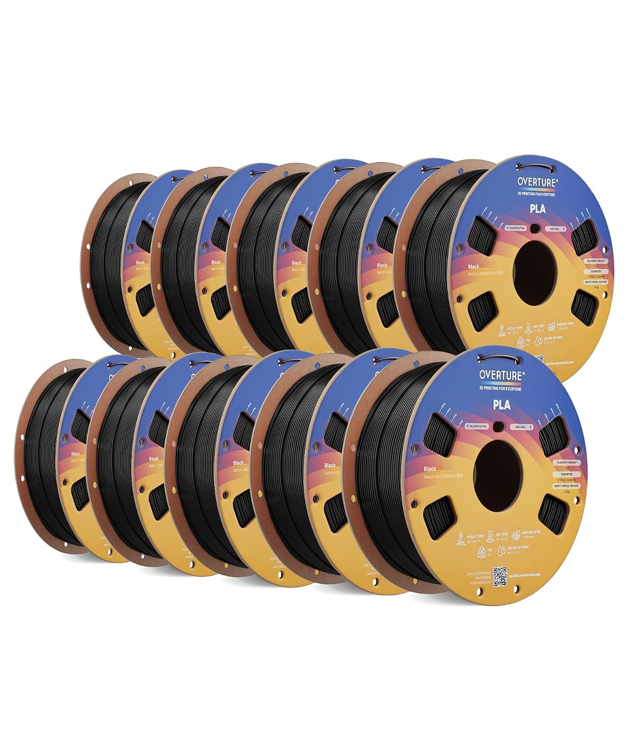 OVERTURE High Speed PLA Filament 1.75mm 3D Printer Filament,1kg White